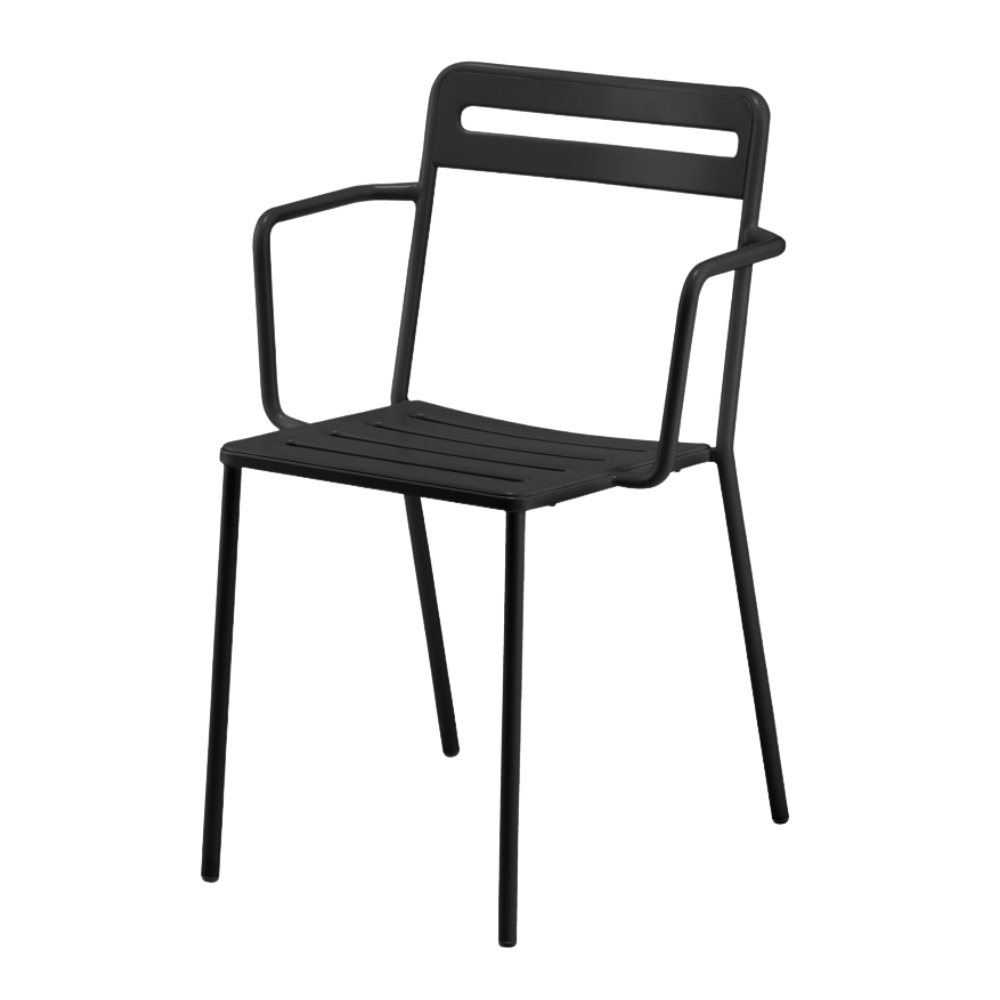 Silla de terraza Colos C 1.2/4 con brazos, estructura de acero galvanizado y pintura epóxica, varios colores.
