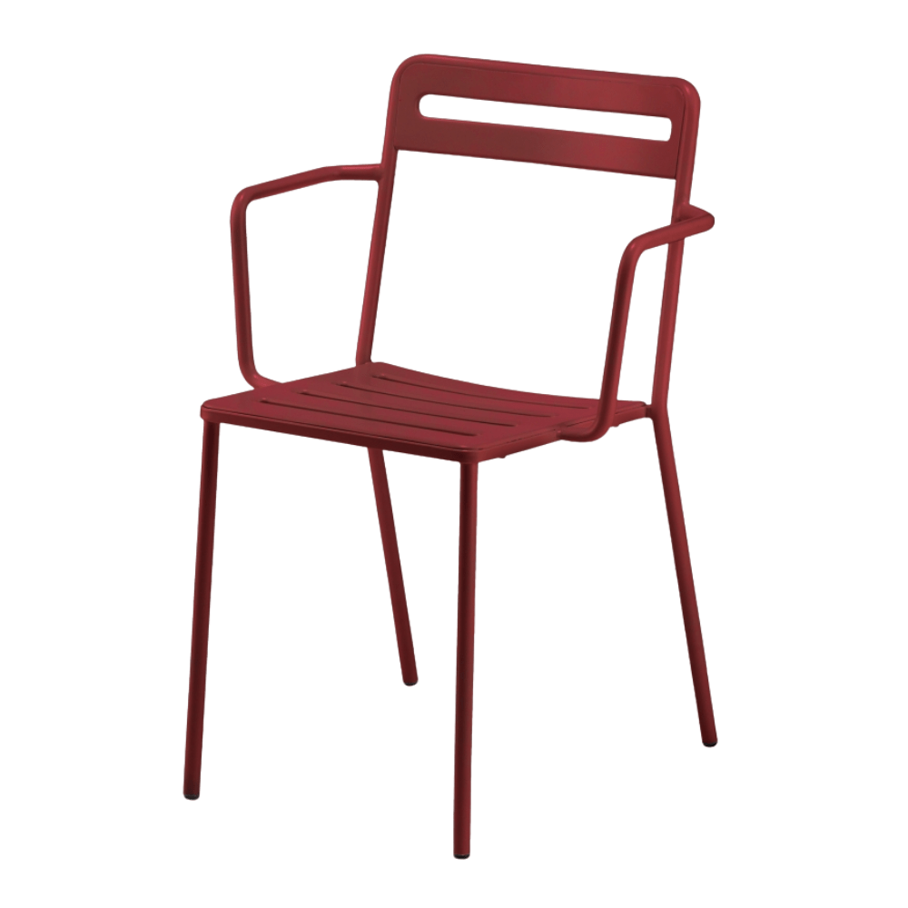 Silla de terraza Colos C 1.2/4 con brazos, estructura de acero galvanizado y pintura epóxica, varios colores.