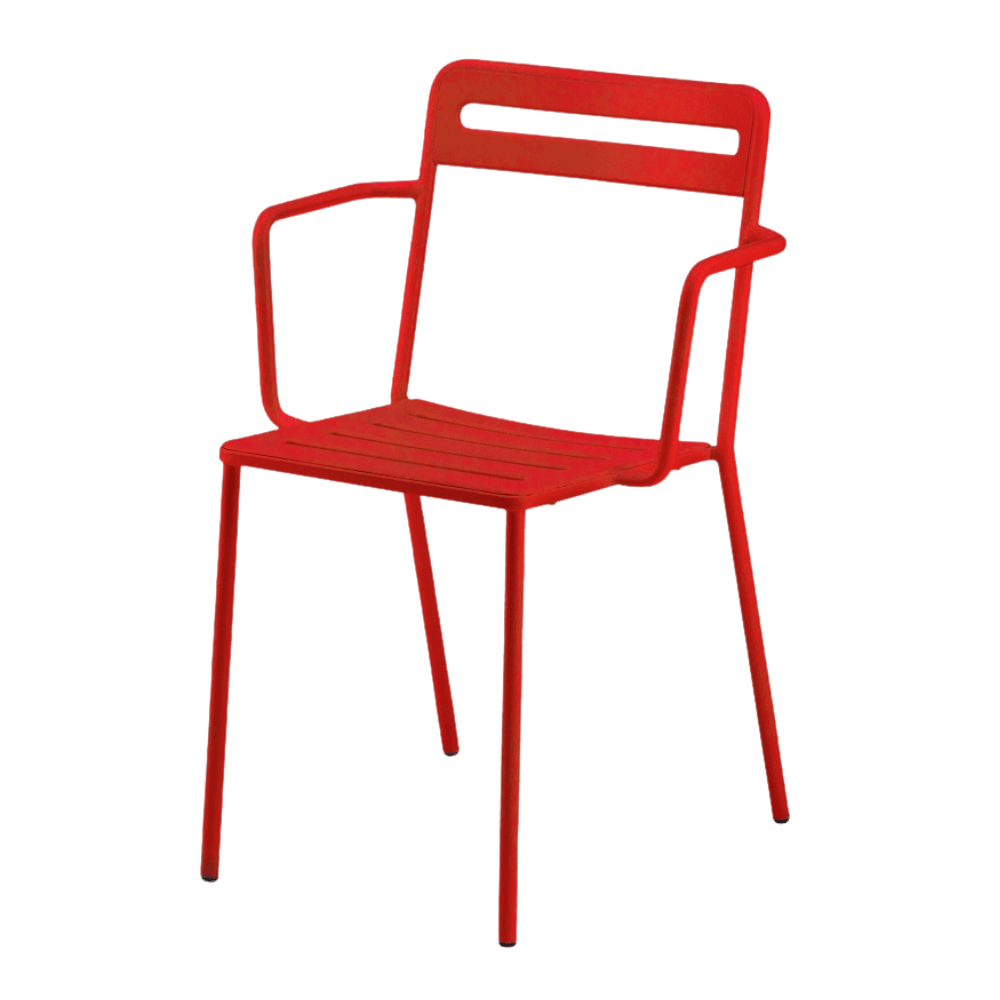 Silla de terraza Colos C 1.2/4 con brazos, estructura de acero galvanizado y pintura epóxica, varios colores.