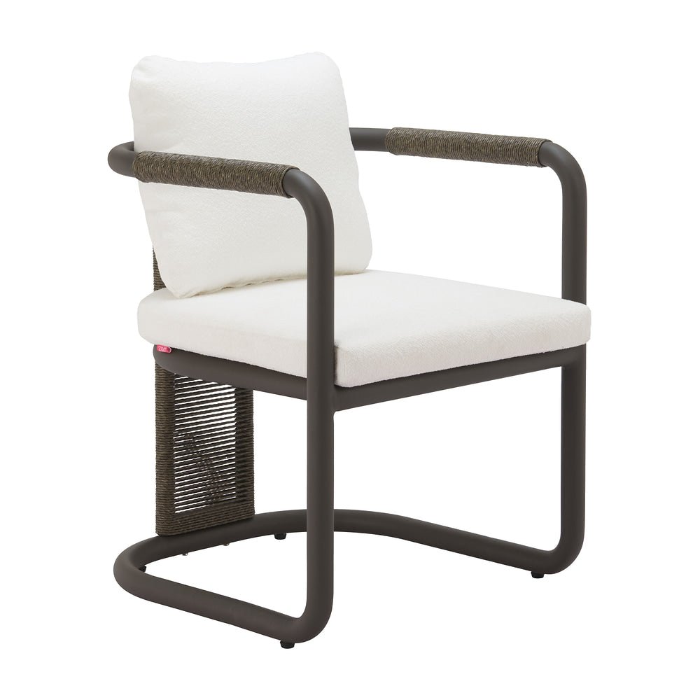 Silla para Jardín y Terraza - ZUO CIEL - Marfil - Asiento y Respaldo Tapizados con Tela para Exterior - 704177 - Zuo - NOGAL BEAT - Silla de Terraza