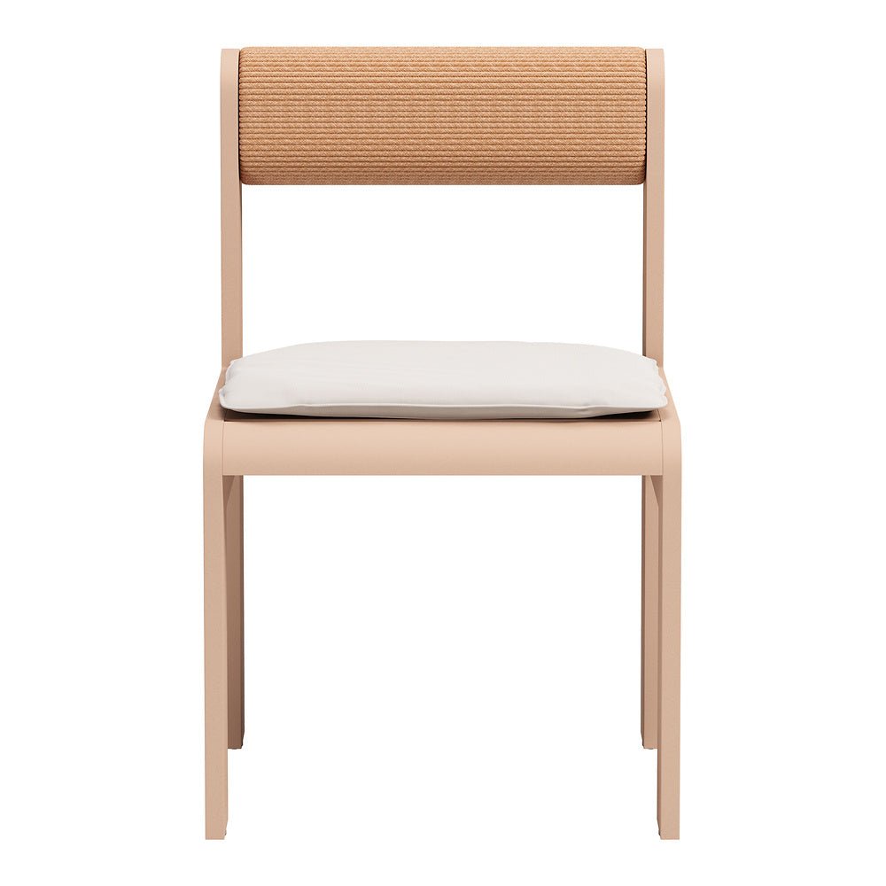 Silla para Jardín y Terraza - ZUO ISLAND - Blanco - Asiento y Respaldo Tapizados con Tela para Exterior - 704043 - Zuo - NOGAL BEAT - Silla de Terraza