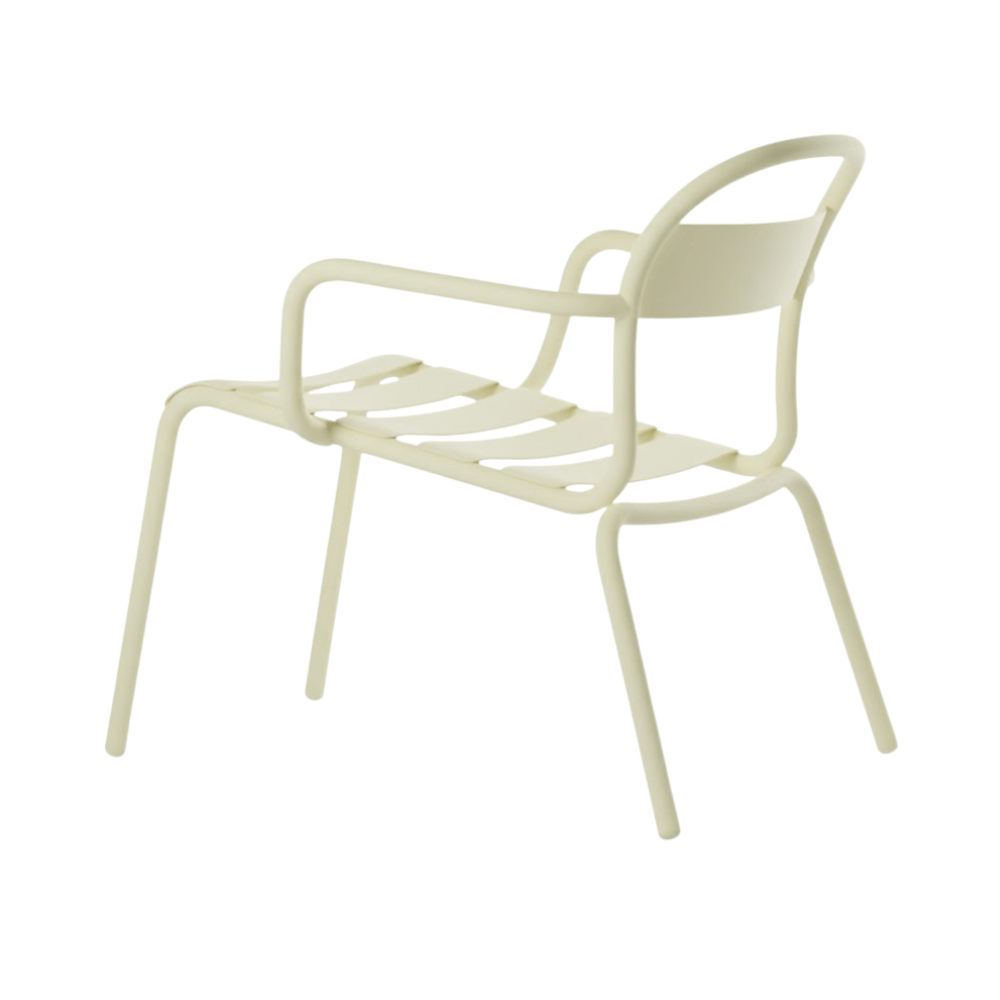 Camastro chaise lounge COLOS STECCA L de aluminio tubular con asiento de solera y descansabrazos para exterior