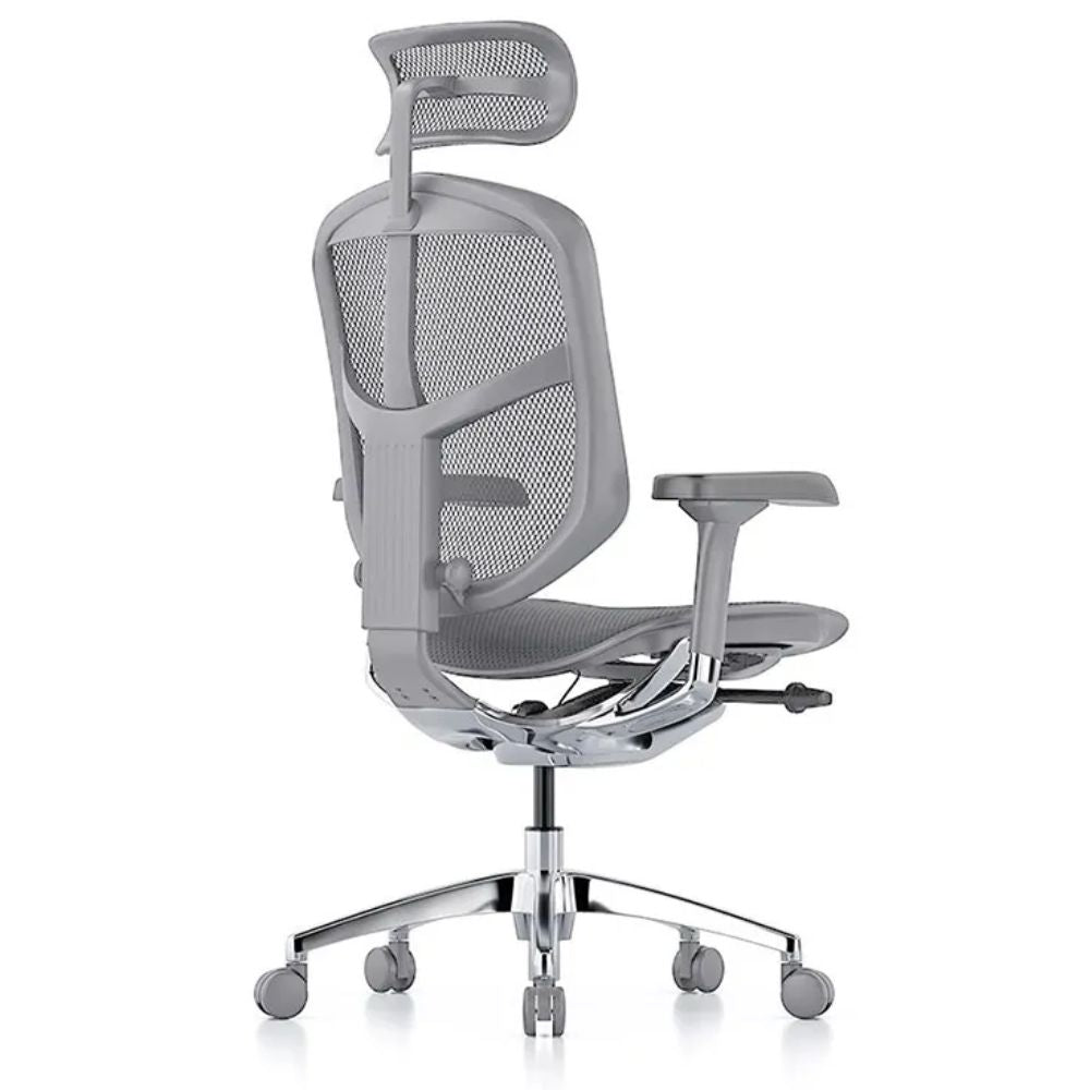 Silla ejecutiva REQUIEZ ENJOY RM-9101/GR gris con respaldo alto, cabecera y brazos 3D ajustables.
