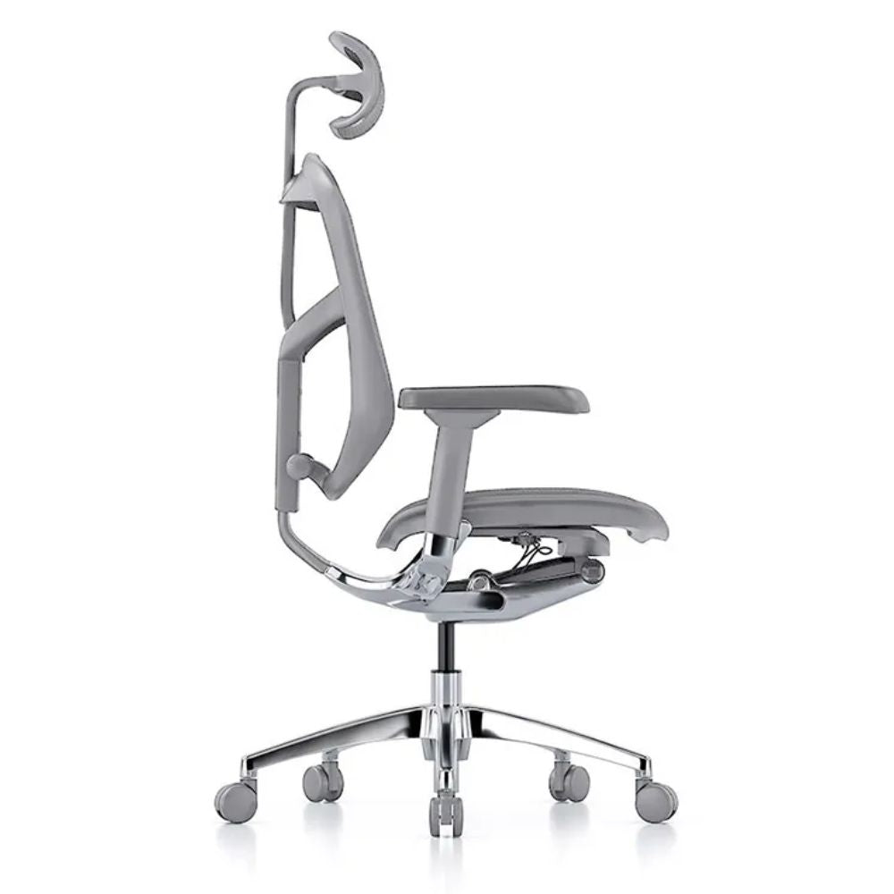 Silla ejecutiva REQUIEZ ENJOY RM-9101/GR gris con respaldo alto, cabecera y brazos 3D ajustables.