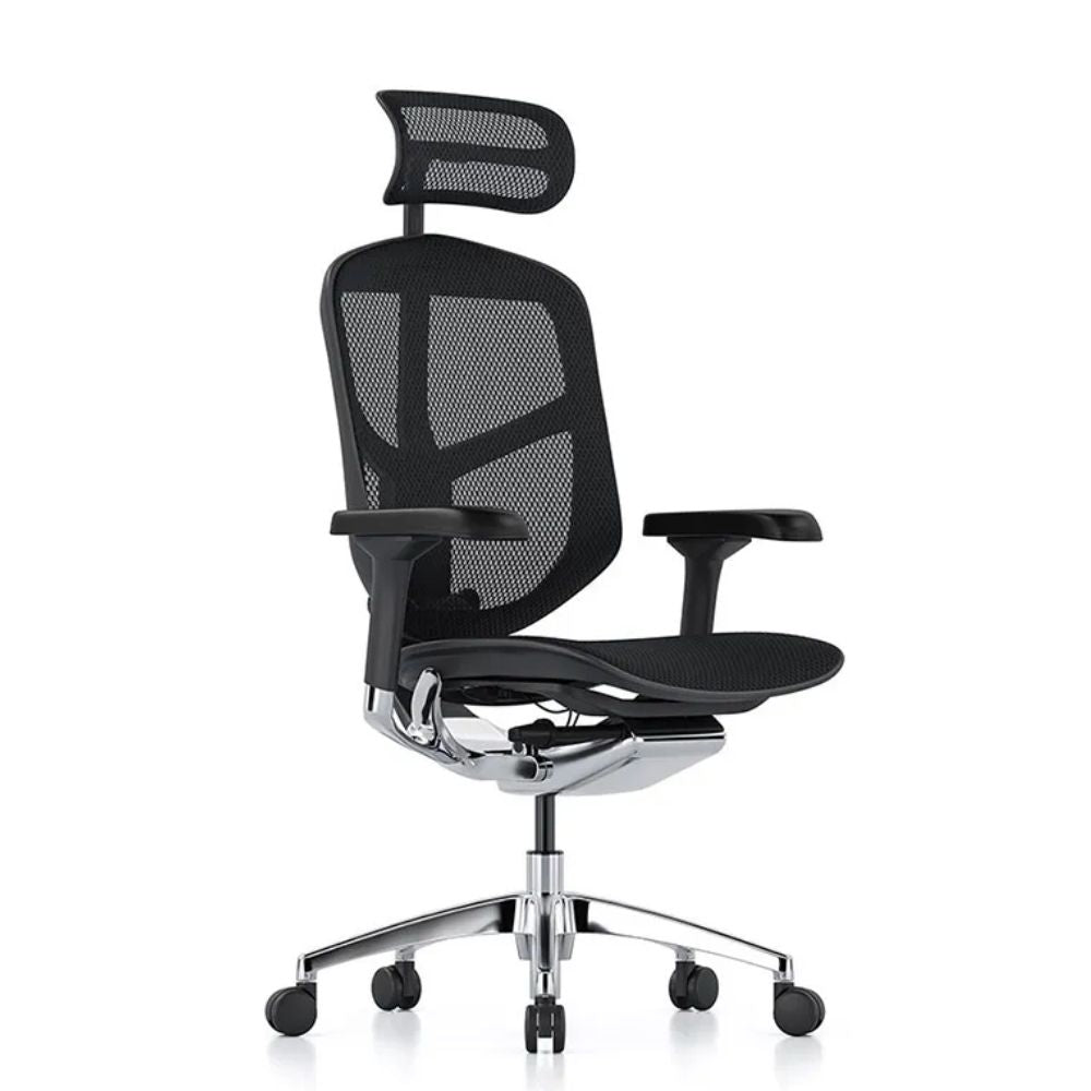 Silla ejecutiva REQUIEZ ENJOY RM-9101/NG negra con respaldo alto, cabecera y brazos 3D ajustables.