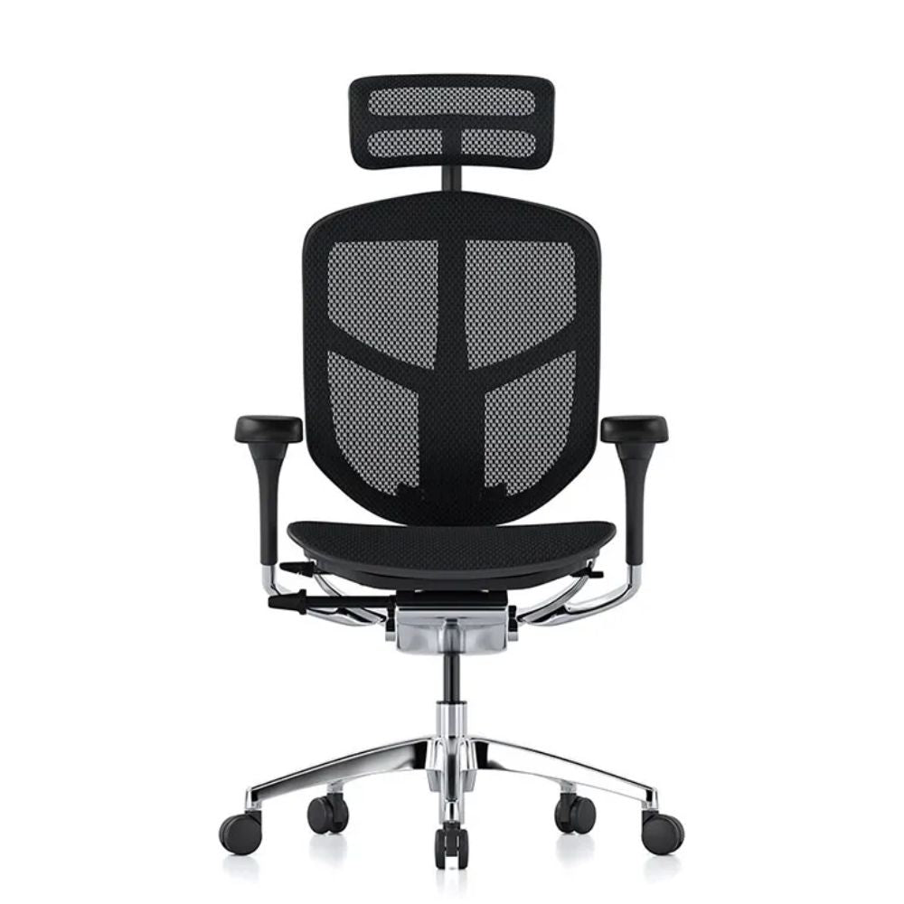 Silla ejecutiva REQUIEZ ENJOY RM-9101/NG negra con respaldo alto, cabecera y brazos 3D ajustables.