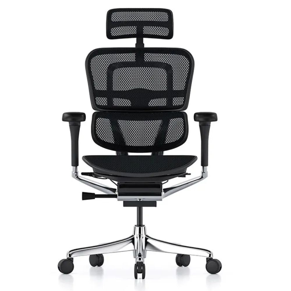 Silla ejecutiva REQUIEZ ERGOHUMAN RM-9100N negra con respaldo alto en mesh y brazos 5D ajustables.