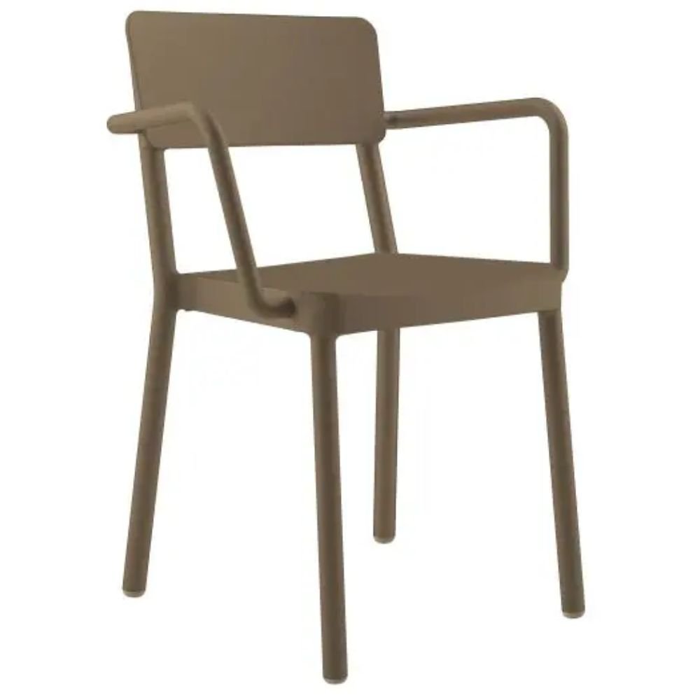 SILLA RESOL LISBOA ARMCHAIR | Silla Ocasional | Fibra Vidrio | Polipropileno | Apilable | Protección UV | Brazos | Interior + Exterior - 00819 - Resol - NOGAL BEAT - Sillas