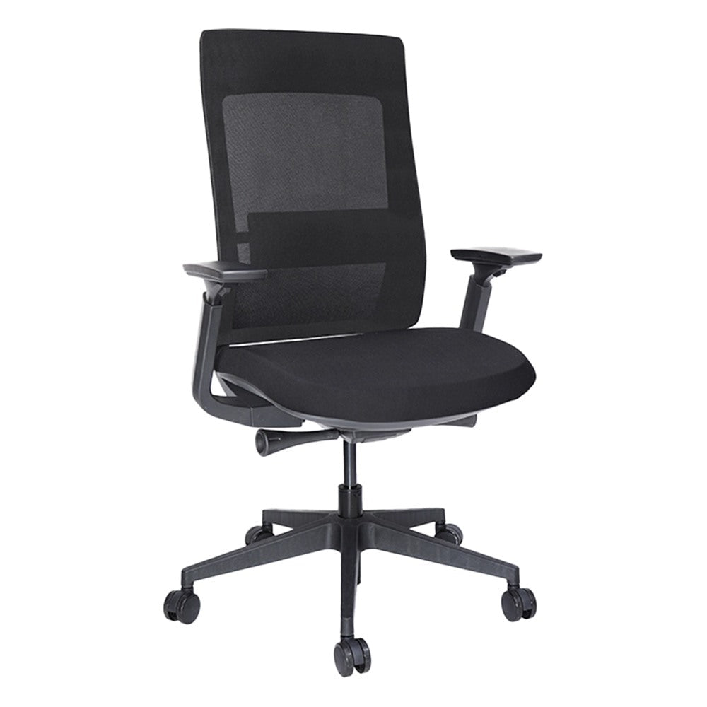 Silla Semi Ejecutiva de Oficina Privada - GEBESA QUO - Negro - Respaldo en Malla con Soporte Lumbar Ajustable - GDOH803QUN - GEBESA - NOGAL BEAT - Silla Ejecutiva