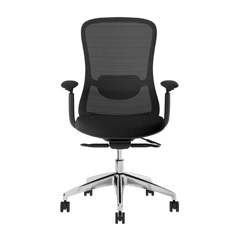 Silla de oficina operativa Techno Energy Black negra de respaldo bajo con soporte lumbar y base de aluminio