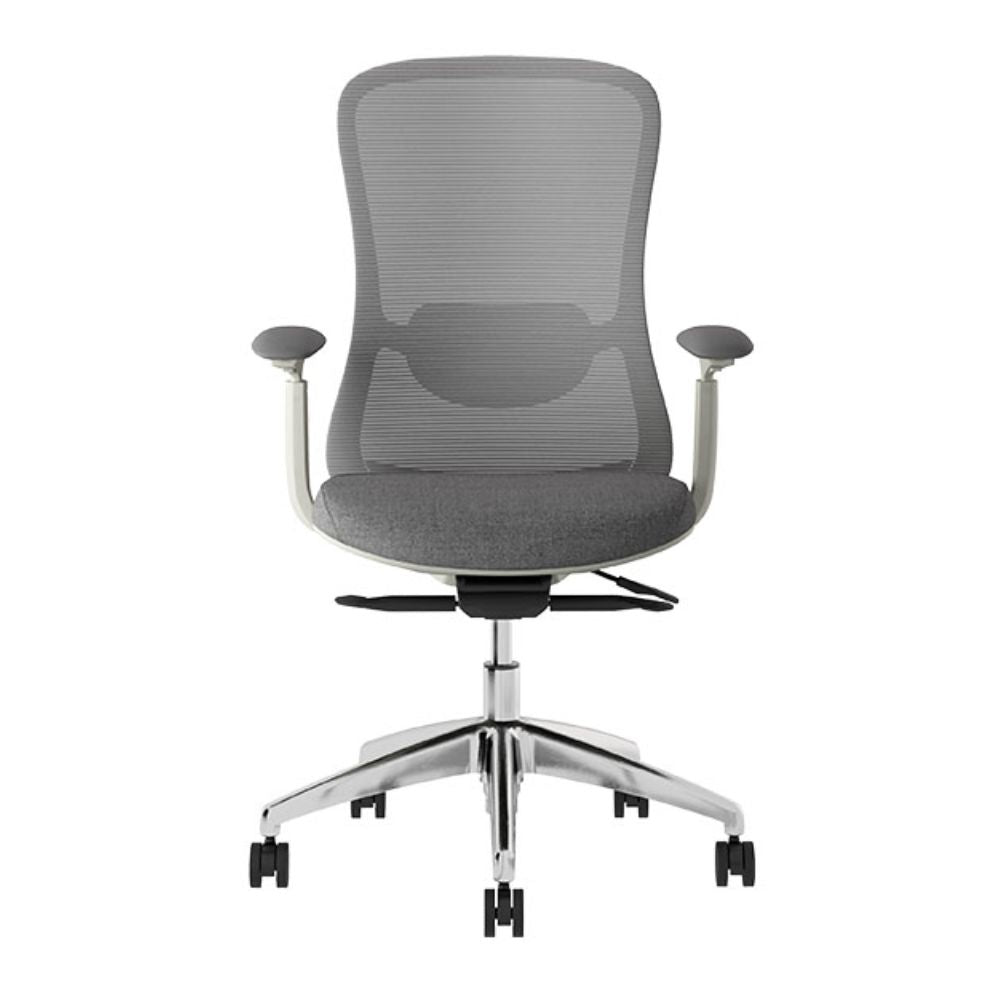 Silla operativa TECHNO ENERGY White respaldo bajo con respaldo en malla, soporte lumbar y base de aluminio