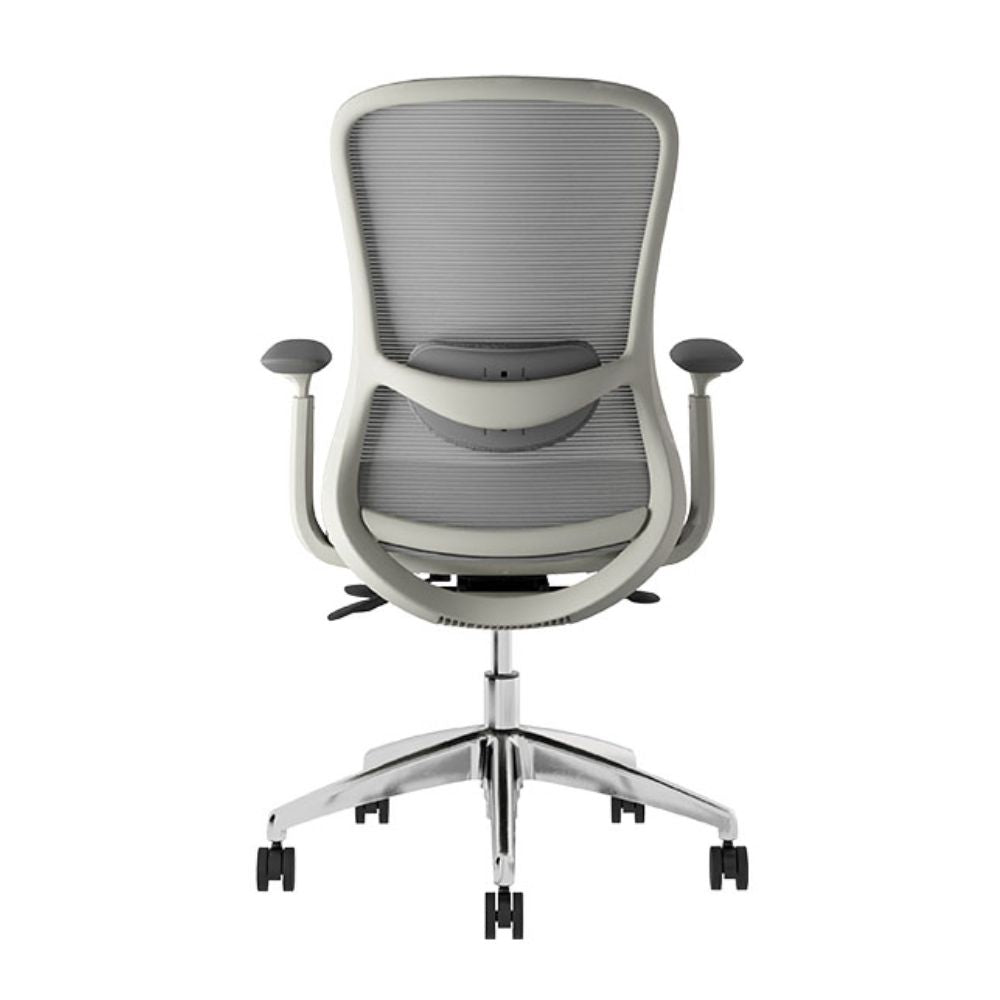 Silla operativa TECHNO ENERGY White respaldo bajo con respaldo en malla, soporte lumbar y base de aluminio
