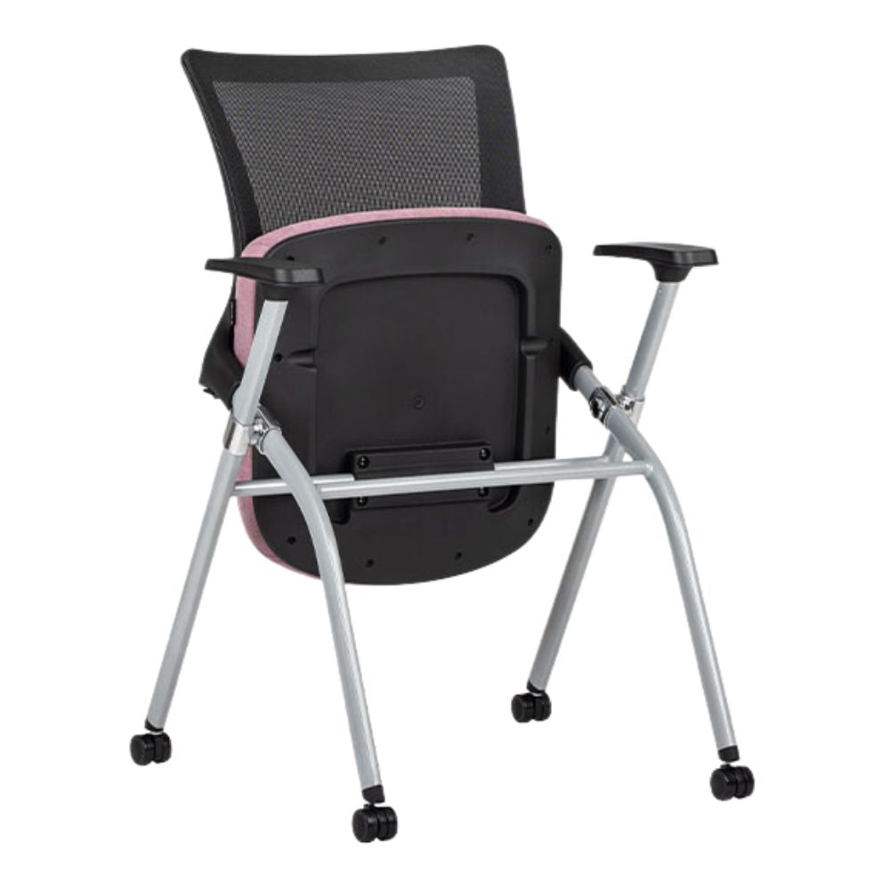 Silla escolar y de capacitación TECHNO FLEX plegable con rodajas, asiento tapizado y estructura gris
