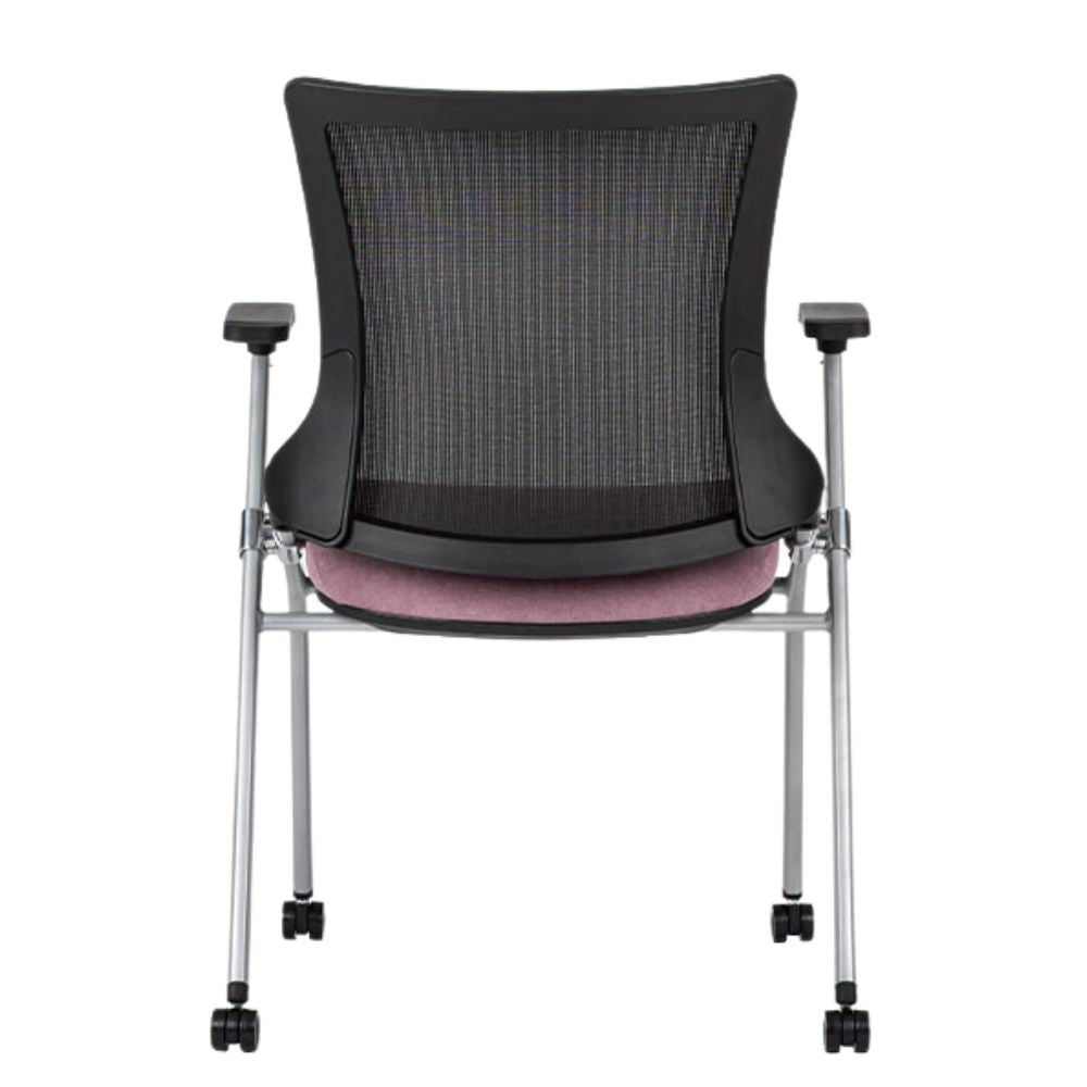 Silla escolar y de capacitación TECHNO FLEX plegable con rodajas, asiento tapizado y estructura gris