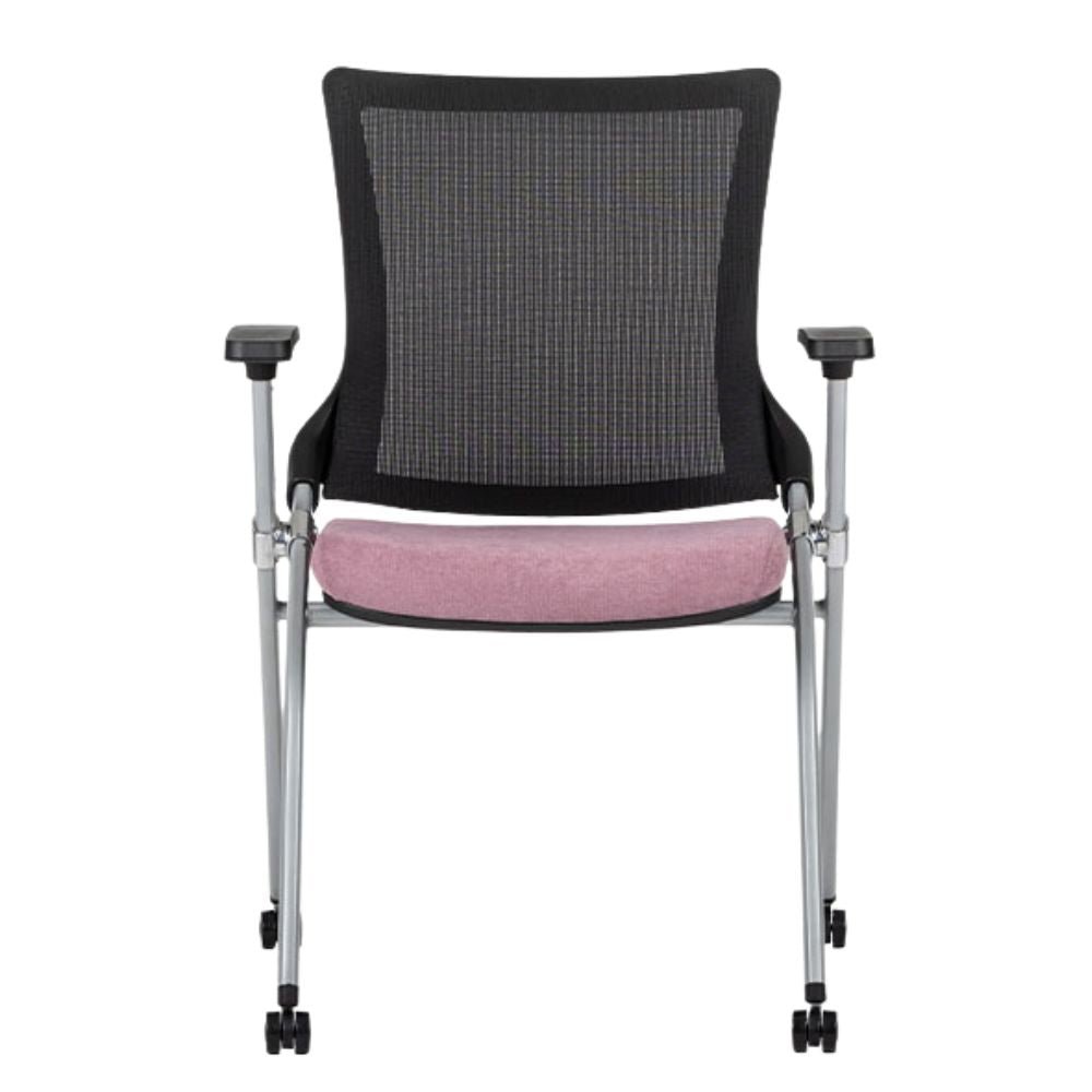 Silla escolar y de capacitación TECHNO FLEX plegable con rodajas, asiento tapizado y estructura gris