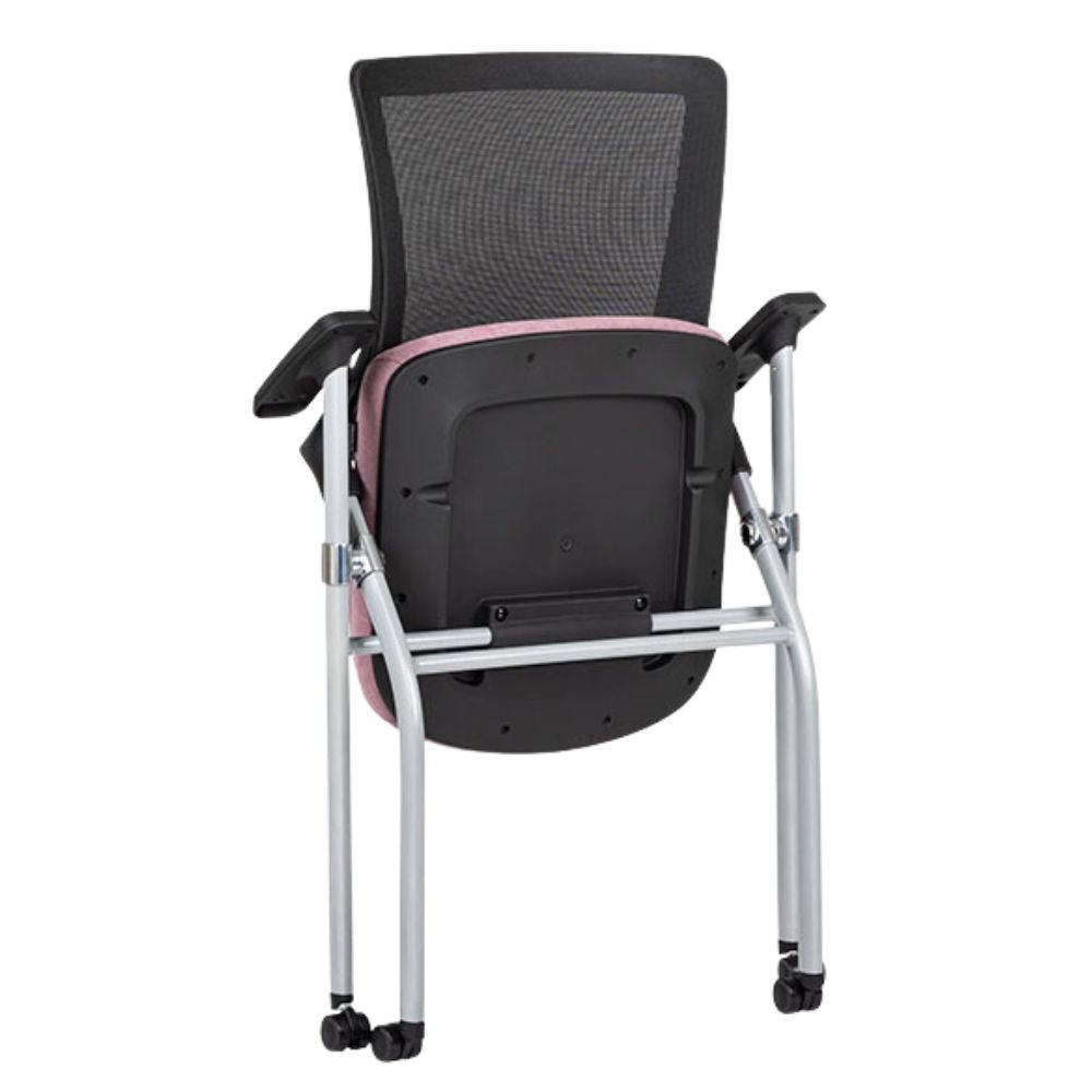 Silla escolar y de capacitación TECHNO FLEX plegable con rodajas, asiento tapizado y estructura gris
