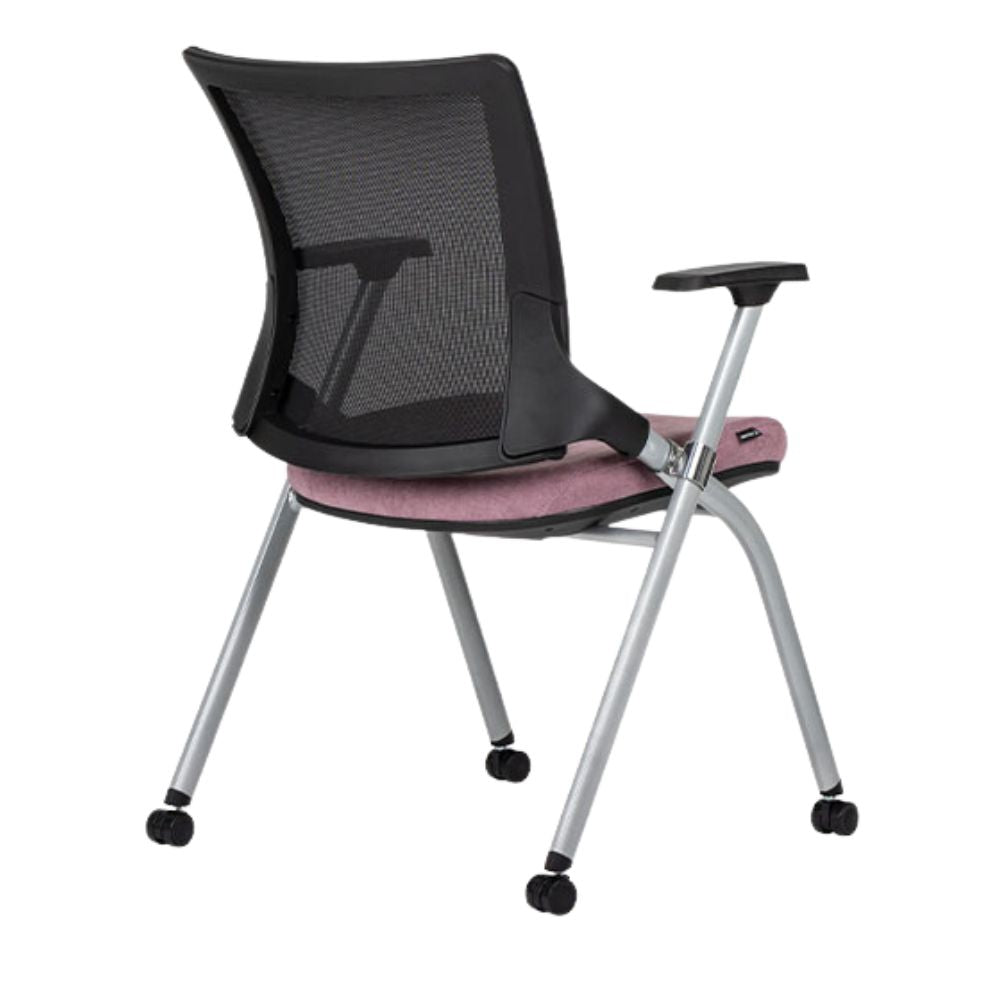 Silla escolar y de capacitación TECHNO FLEX plegable con rodajas, asiento tapizado y estructura gris