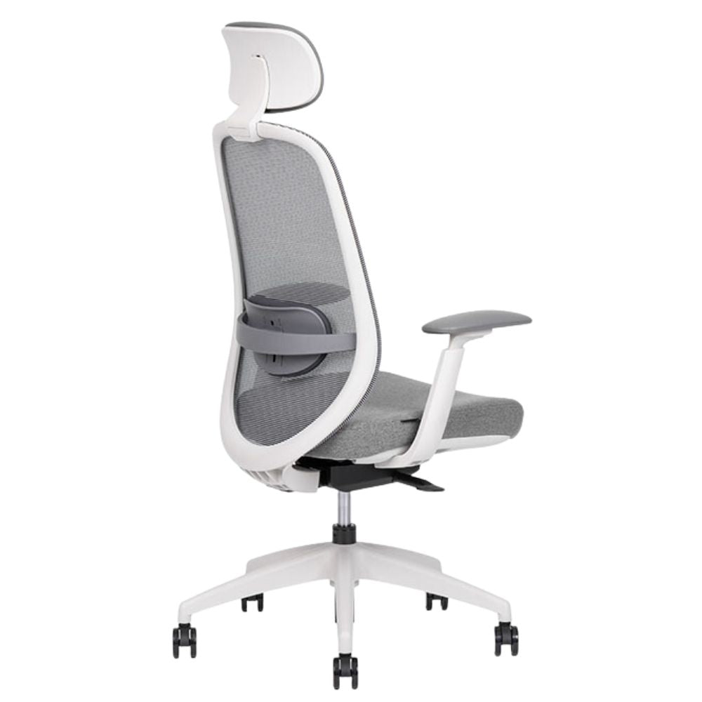 Silla ejecutiva TECHNO SPIRIT EXPRESS respaldo alto gris con soporte lumbar ajustable y base de nylon.