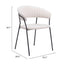 Silla Zuo Josephine blanca con asiento y respaldo envueltos en tela estilo piel de oveja y marco fino de acero