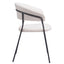 Silla Zuo Josephine blanca con asiento y respaldo envueltos en tela estilo piel de oveja y marco fino de acero