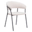 Silla Zuo Josephine blanca con asiento y respaldo envueltos en tela estilo piel de oveja y marco fino de acero