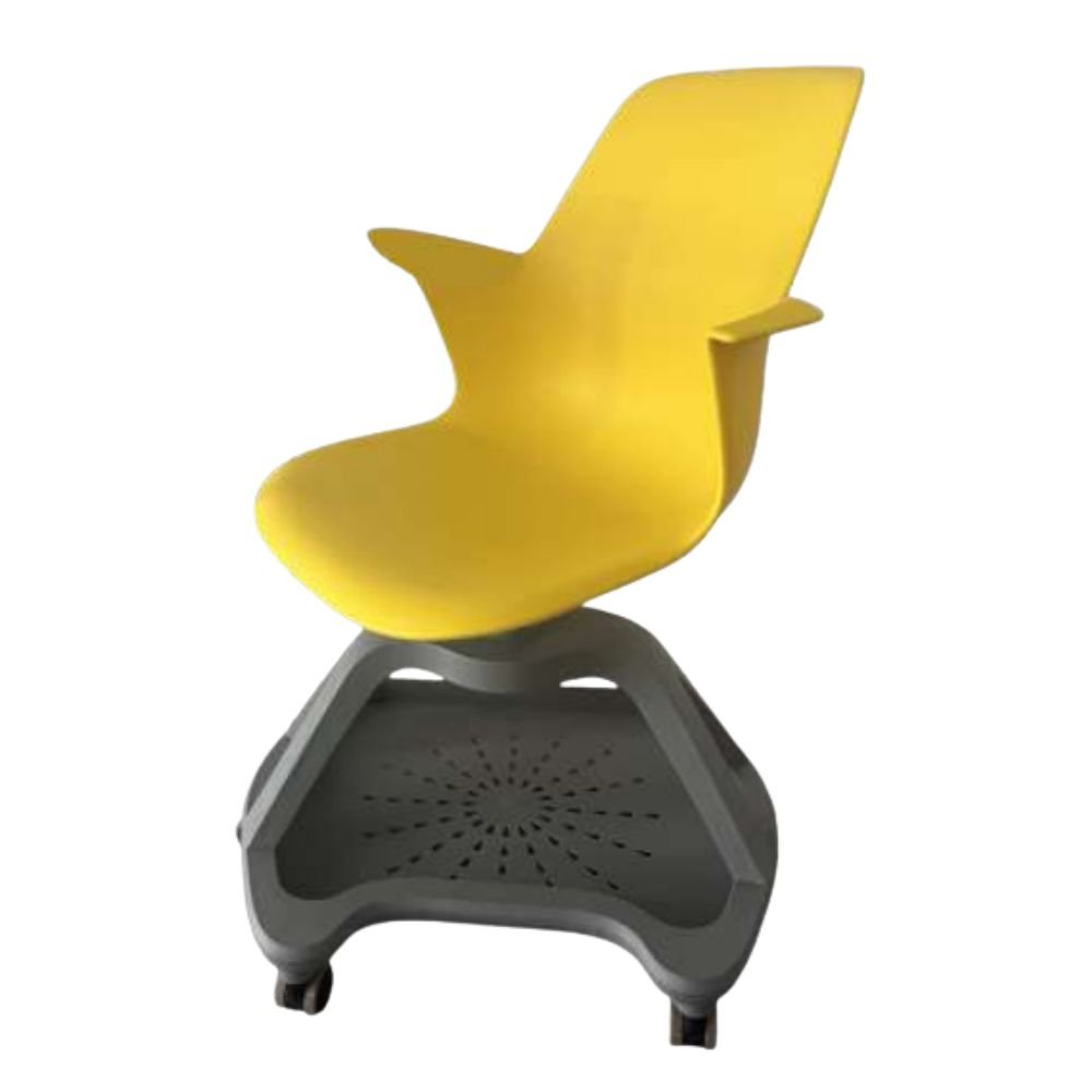 Silla universitaria Nogal Beat Think con asiento y respaldo de polipropileno y base giratoria con ruedas