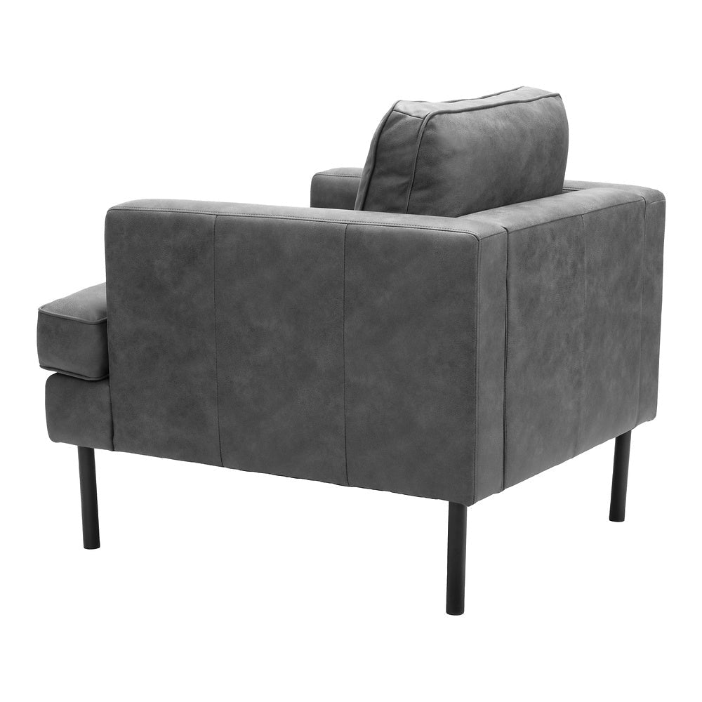 Sillón con Descansabrazos para Área de Descanso - ZUO DECADE - Vintage Gris - Asiento y Respaldo Tapizados en Piel Sintética - 109903 - Zuo - NOGAL BEAT - Sillón Ocasional