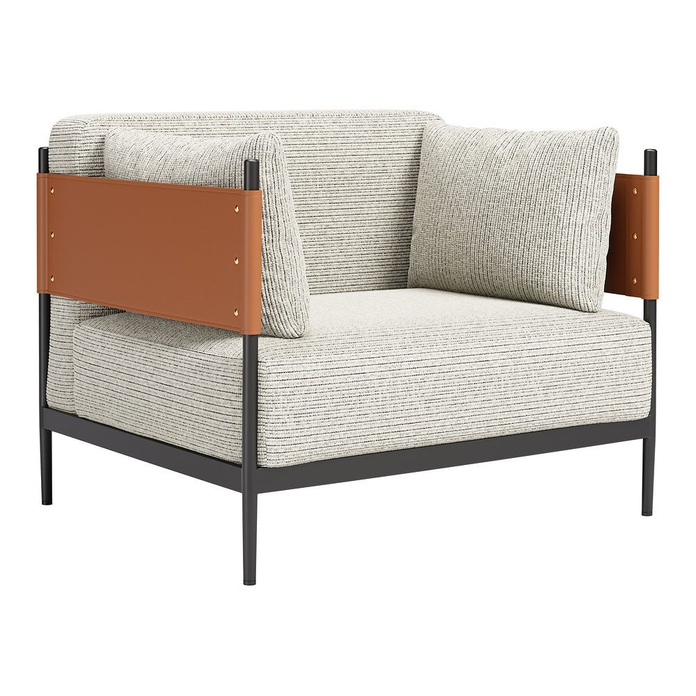 Sillón con Descansabrazos para Boutique - ZUO STIRBE - Gris - Asiento y Respaldo Tapizados en Piel Sintética - 110344 - Zuo - NOGAL BEAT - Sillón Ocasional
