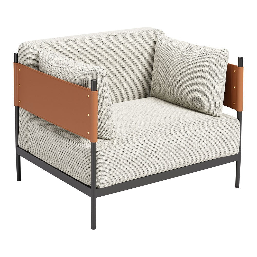 Sillón con Descansabrazos para Boutique - ZUO STIRBE - Gris - Asiento y Respaldo Tapizados en Piel Sintética - 110344 - Zuo - NOGAL BEAT - Sillón Ocasional