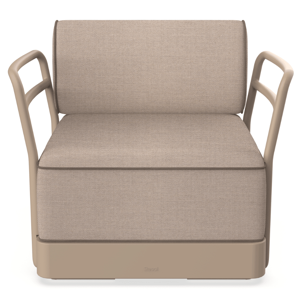 Sillón modular Resol Brisa en polipropileno reciclado con fibra de vidrio y cojines de tejido acrílico