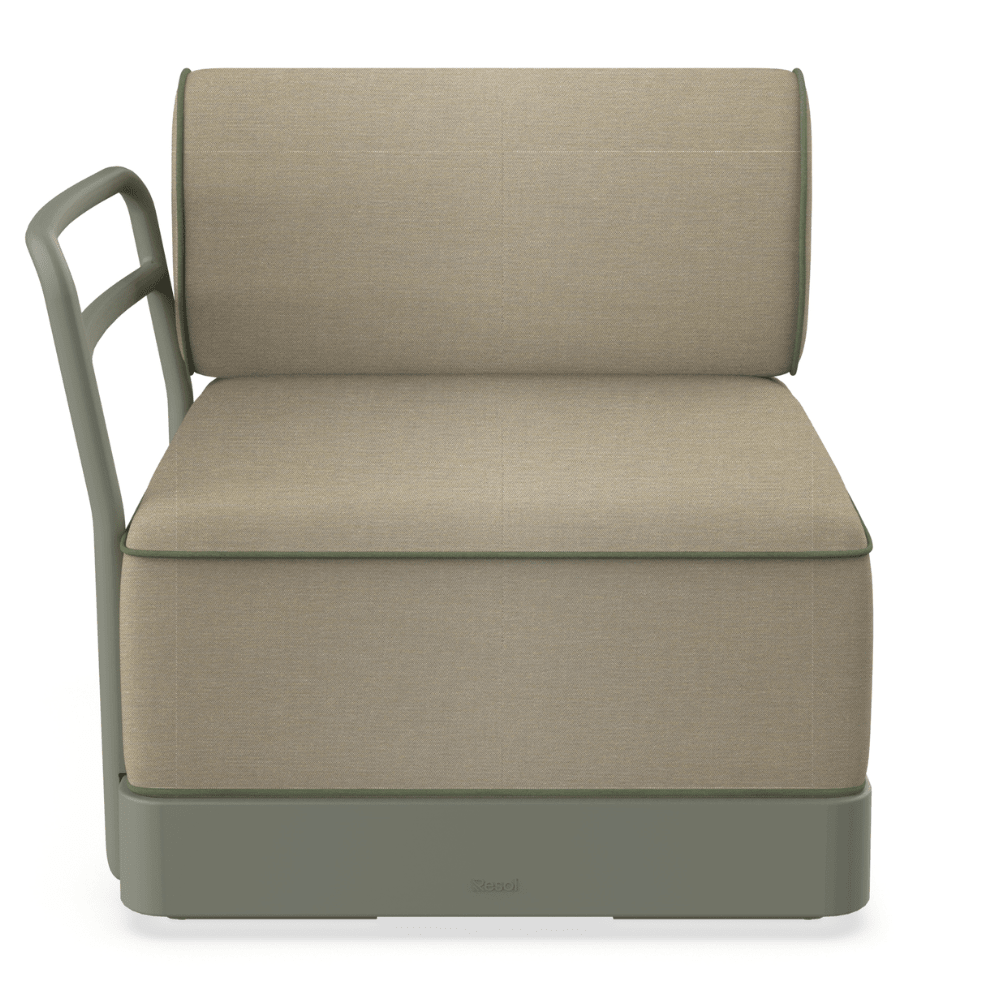 Sillón modular Resol Brisa en polipropileno reciclado con fibra de vidrio y cojines de tejido acrílico