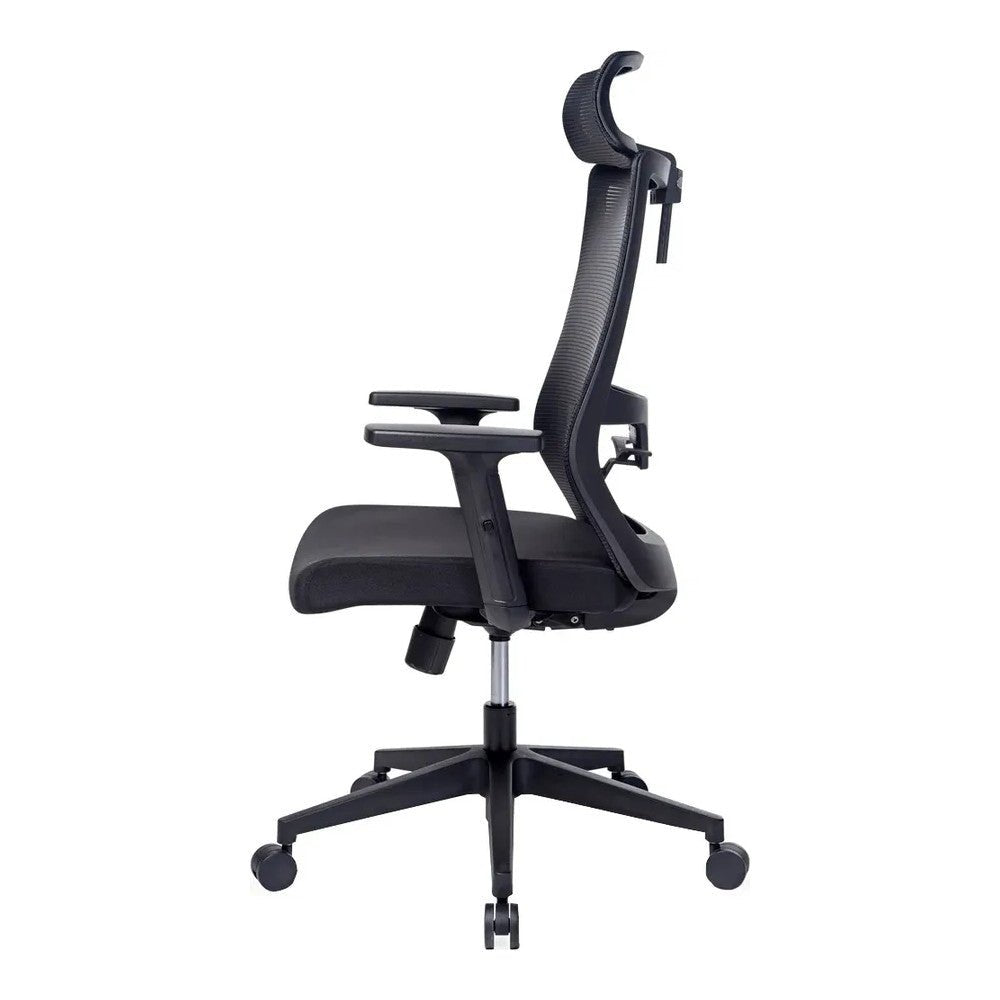 Sillón de Oficina Ejecutivo con Cabecera Ajustable - VERSA ALTUS MAGNI CABECERA - Estructura Aluminio - Mecanismo Reclinable con Bloqueo en Tres Posiciones - AL-2641 - VERSA - NOGAL BEAT - Silla Ejecutiva
