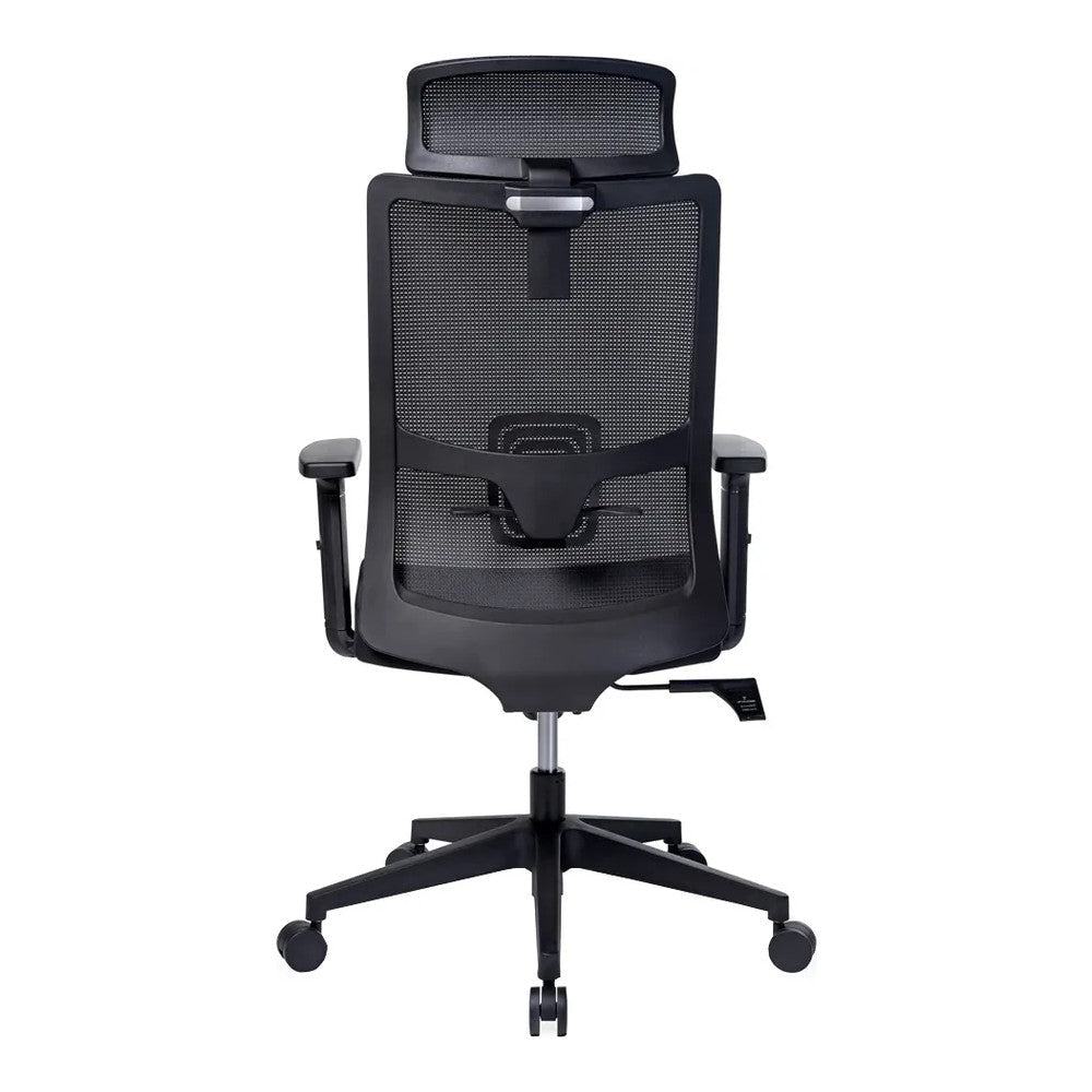Sillón de Oficina Ejecutivo con Cabecera Ajustable - VERSA ALTUS MAGNI CABECERA - Estructura Aluminio - Mecanismo Reclinable con Bloqueo en Tres Posiciones - AL-2641 - VERSA - NOGAL BEAT - Silla Ejecutiva