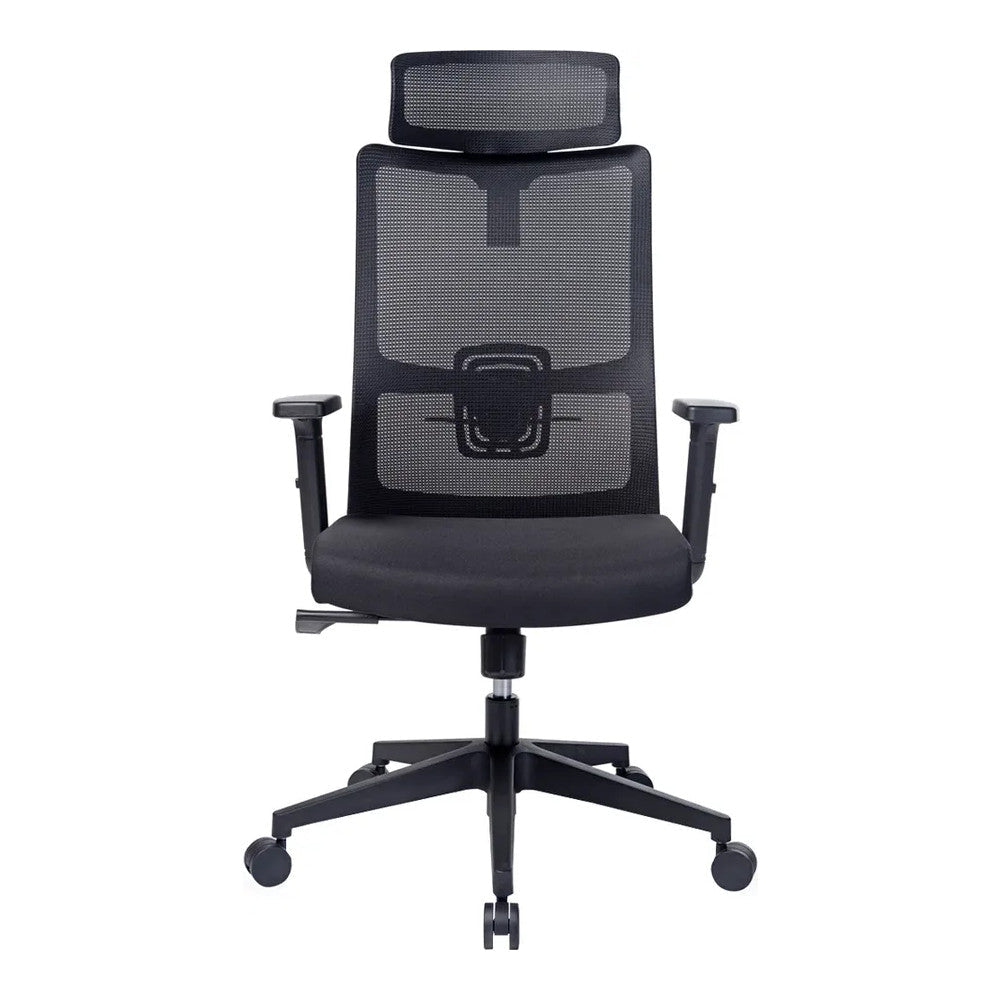 Sillón de Oficina Ejecutivo con Cabecera Ajustable - VERSA ALTUS MAGNI CABECERA - Estructura Aluminio - Mecanismo Reclinable con Bloqueo en Tres Posiciones - AL-2641 - VERSA - NOGAL BEAT - Silla Ejecutiva