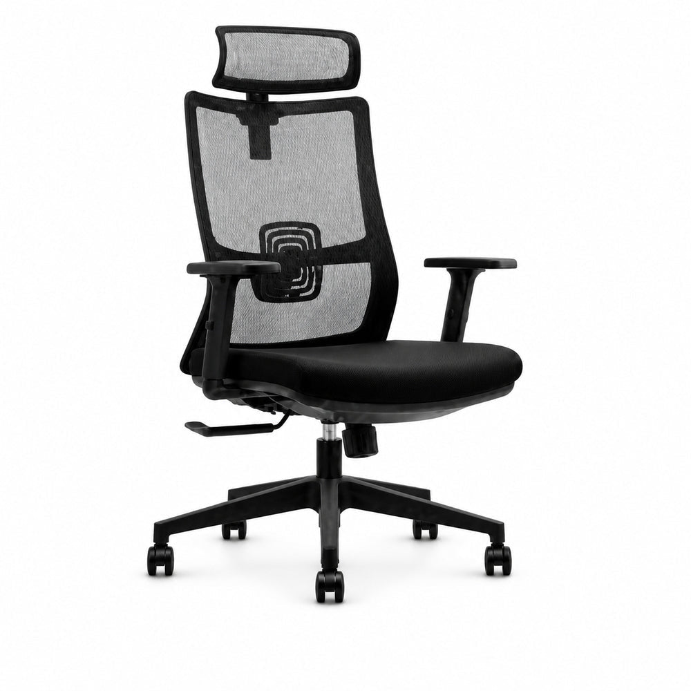 Sillón de Oficina Ejecutivo con Cabecera Ajustable - VERSA ALTUS MAGNI CABECERA - Estructura Aluminio - Mecanismo Reclinable con Bloqueo en Tres Posiciones - AL-2641 - VERSA - NOGAL BEAT - Silla Ejecutiva