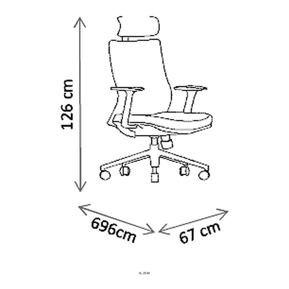 Sillón de Oficina Ejecutivo con Cabecera Ajustable - VERSA ALTUS MAGNI CABECERA - Estructura Aluminio - Mecanismo Reclinable con Bloqueo en una Posicion - AL-2640 - VERSA - NOGAL BEAT - Silla Ejecutiva