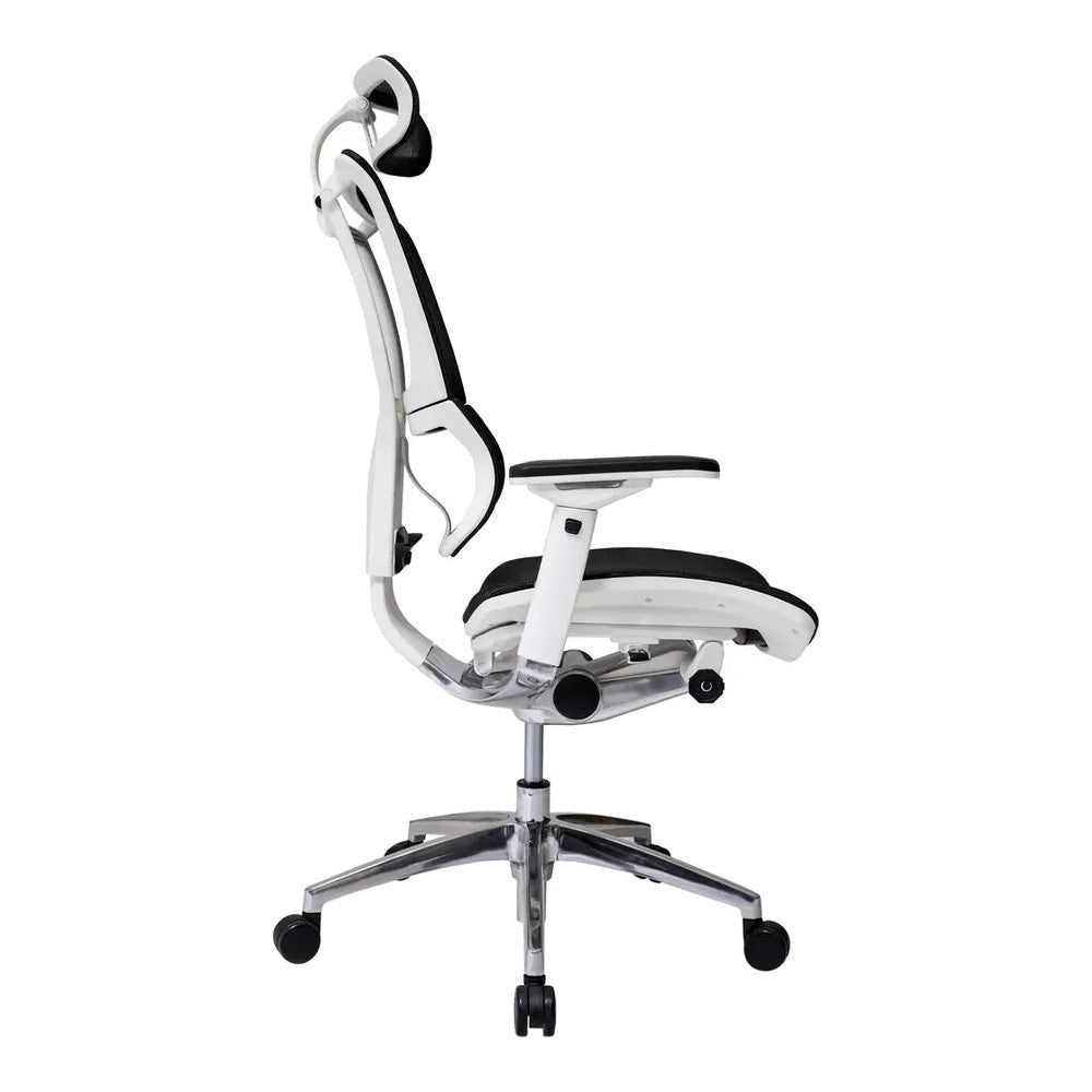Sillón de Oficina Ejecutivo Respaldo Alto con Cabecera Ajustable - VERSA ALTUS STELLA PLUS - Estructura Aluminio - Asiento y Respaldo en Malla con Soporte Lumbar - AL-2512 - VERSA - NOGAL BEAT - Silla Ejecutiva
