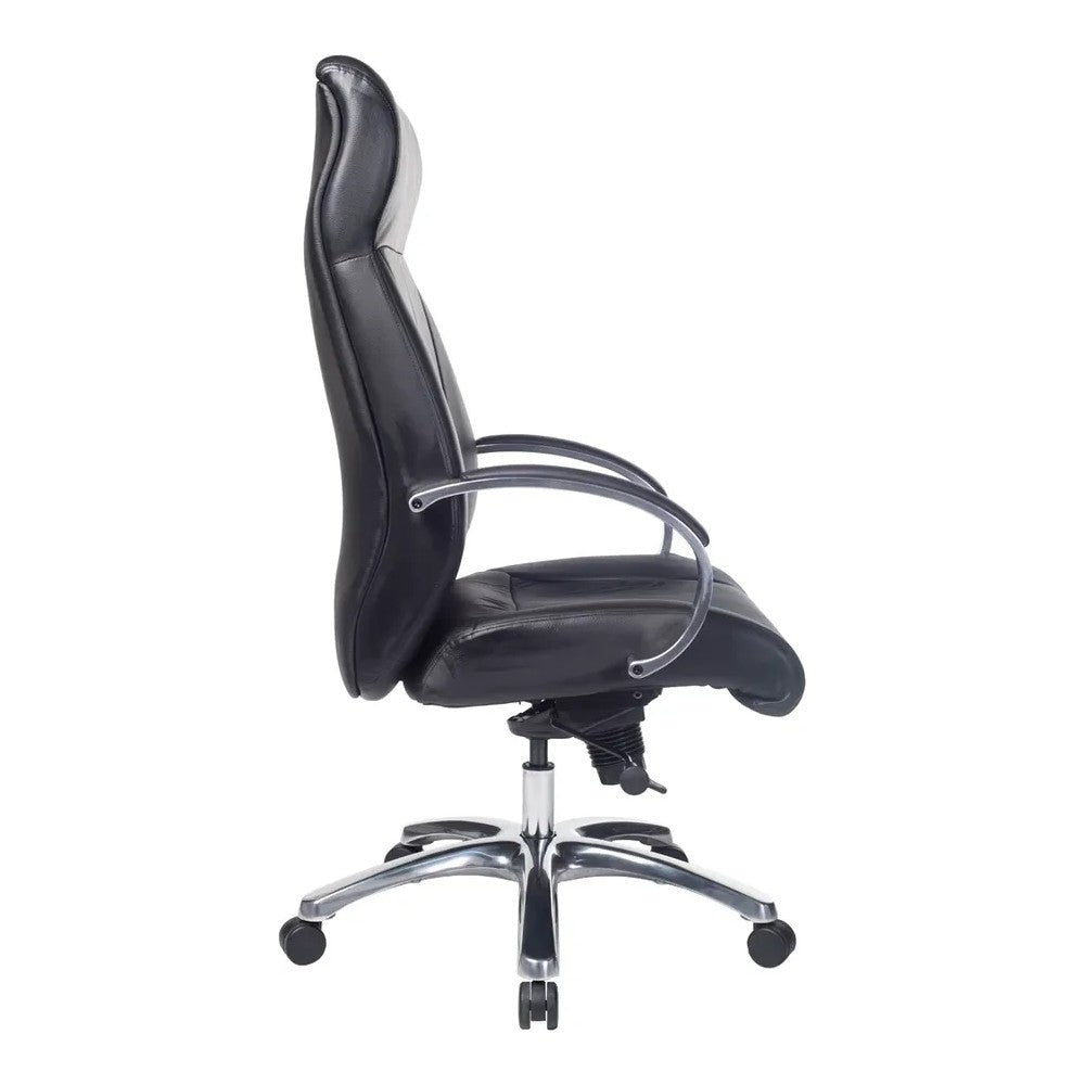 Sillón de Oficina Ejecutivo Respaldo Alto - VERSA ALTUS AVANTI - Estructura Aluminio - Asiento y Respaldo Tapizado en Piel Espuma Pu - AL-250 - VERSA - NOGAL BEAT - Silla Directiva