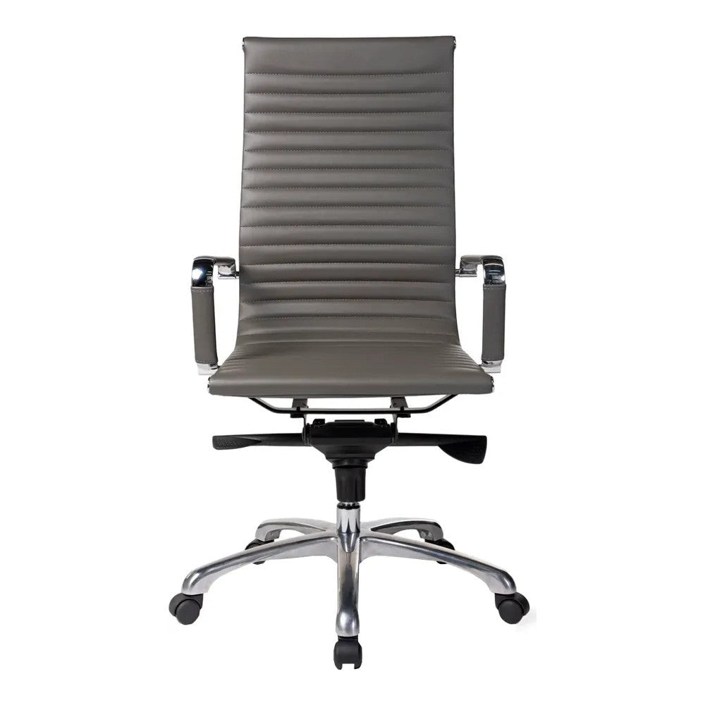 Sillón de Oficina Ejecutivo Respaldo Alto - VERSA ALTUS - Estructura Aluminio - Asiento y Respaldo Tapizado en Pu Gris - AL-651G - VERSA - NOGAL BEAT - Silla Directiva