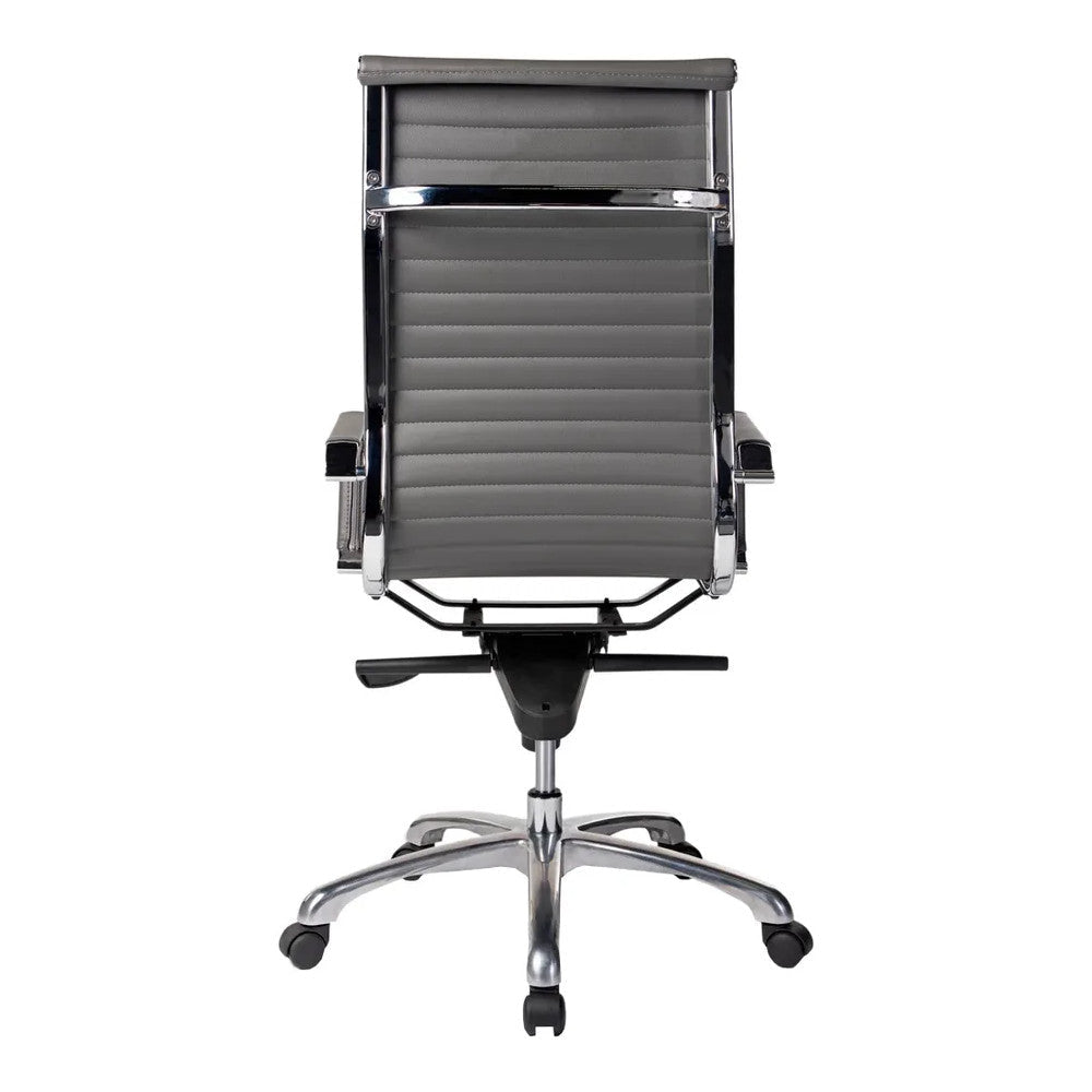 Sillón de Oficina Ejecutivo Respaldo Alto - VERSA ALTUS - Estructura Aluminio - Asiento y Respaldo Tapizado en Pu Gris - AL-651G - VERSA - NOGAL BEAT - Silla Directiva