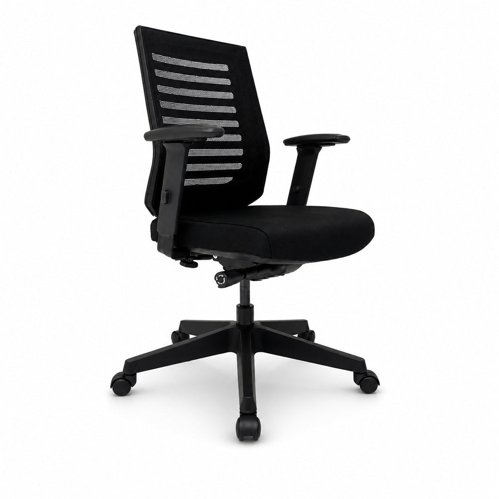 Sillón de Oficina Ejecutivo Respaldo Medio - VERSA ALTUS CELLA EJECUTIVO - Negra Negro - Asiento en Pu Inyectado Retardante de Flama 60kg/m3 - AL-282NNN - VERSA - NOGAL BEAT - Silla Ejecutiva