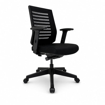 Sillón de Oficina Ejecutivo Respaldo Medio - VERSA ALTUS CELLA EJECUTIVO - Negra Negro - Asiento en Pu Inyectado Retardante de Flama 60kg/m3 - AL-282NNN - VERSA - NOGAL BEAT - Silla Ejecutiva