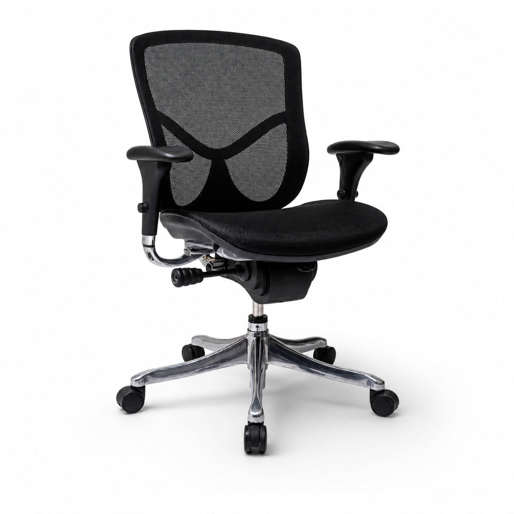 Sillón de Oficina Ejecutivo Respaldo Medio - VERSA ALTUS - Estructura Aluminio - Asiento y Respaldo en Malla con Soporte Lumbar y Miura sin Cabecera - AL-261 - VERSA - NOGAL BEAT - Silla Ejecutiva