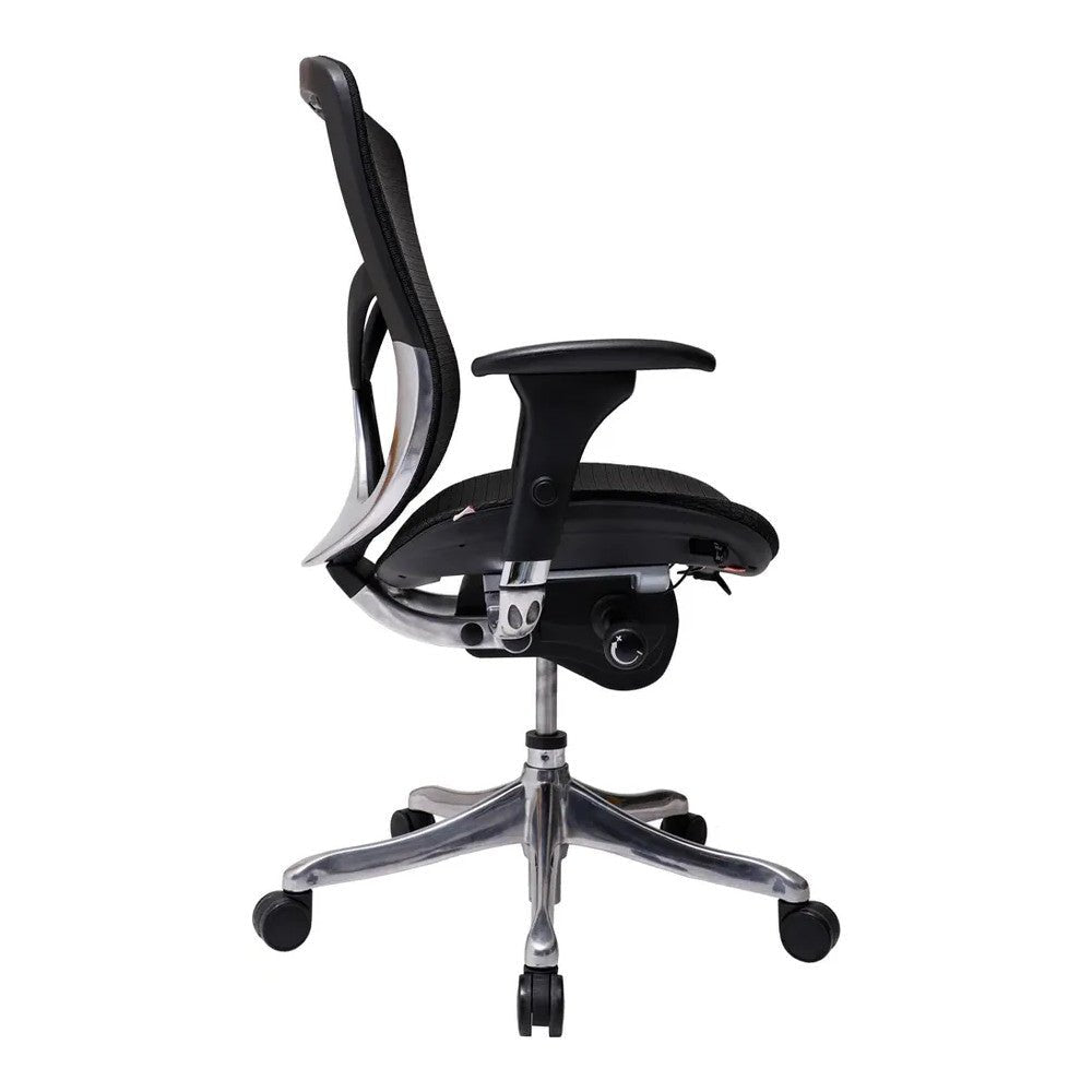 Sillón de Oficina Ejecutivo Respaldo Medio - VERSA ALTUS - Estructura Aluminio - Asiento y Respaldo en Malla con Soporte Lumbar y Miura sin Cabecera - AL-261 - VERSA - NOGAL BEAT - Silla Ejecutiva