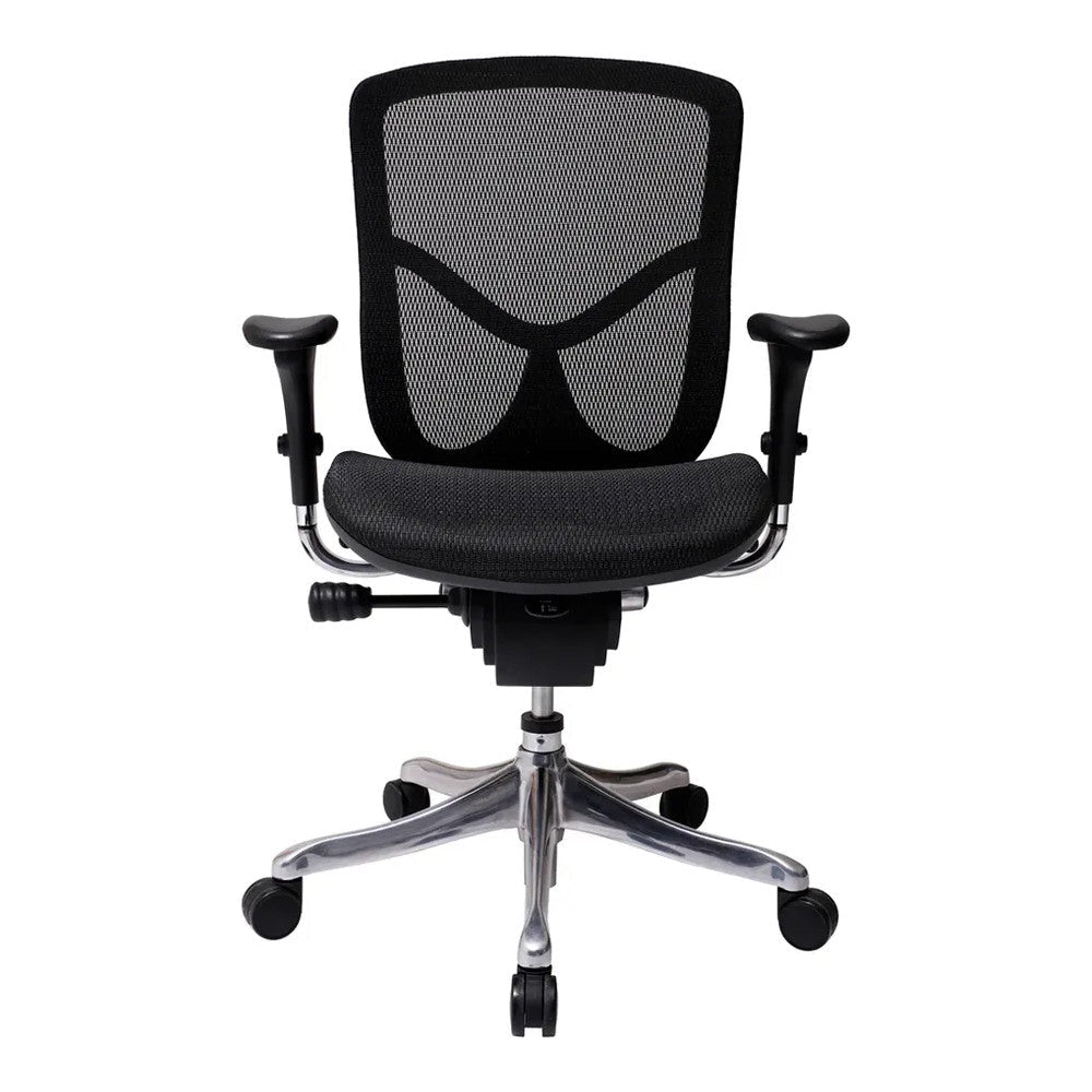 Sillón de Oficina Ejecutivo Respaldo Medio - VERSA ALTUS - Estructura Aluminio - Asiento y Respaldo en Malla con Soporte Lumbar y Miura sin Cabecera - AL-261 - VERSA - NOGAL BEAT - Silla Ejecutiva