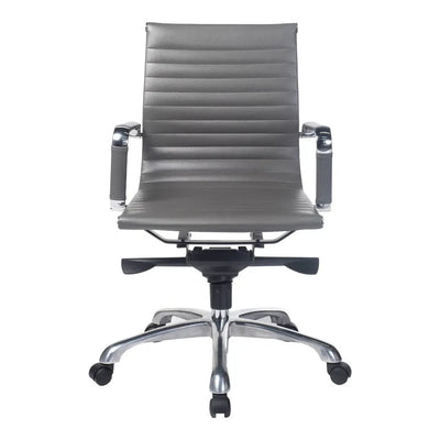 Sillón de Oficina Ejecutivo Respaldo Medio - VERSA ALTUS - Estructura Aluminio - Asiento y Respaldo Tapizado en Pu Gris - AL-652G - VERSA - NOGAL BEAT - Silla Ejecutiva