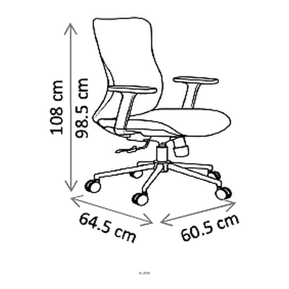 Sillón de Oficina Ejecutivo - VERSA ALTUS LUMINA - Estructura Aluminio - Asiento Tapizado y Respaldo con Soporte Lumbar Ajustable - AL-2630 - VERSA - NOGAL BEAT - Silla Ejecutiva