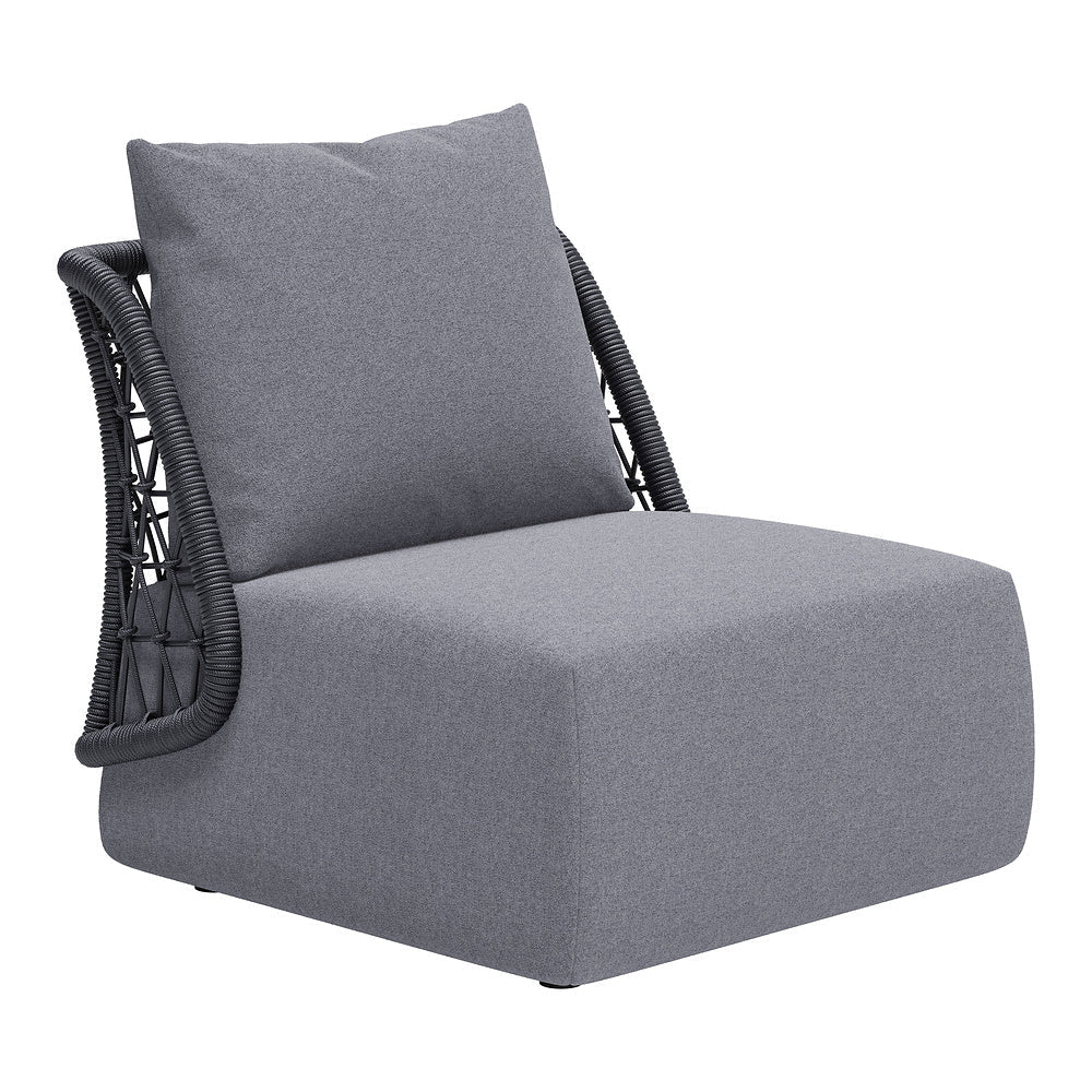 Sillón de Terraza para Áreas de Estar - ZUO MEKAN - Gris - Asiento y Respaldo Tapizados con Tela para Exterior - 704024 - Zuo - NOGAL BEAT - Sofá de Terraza