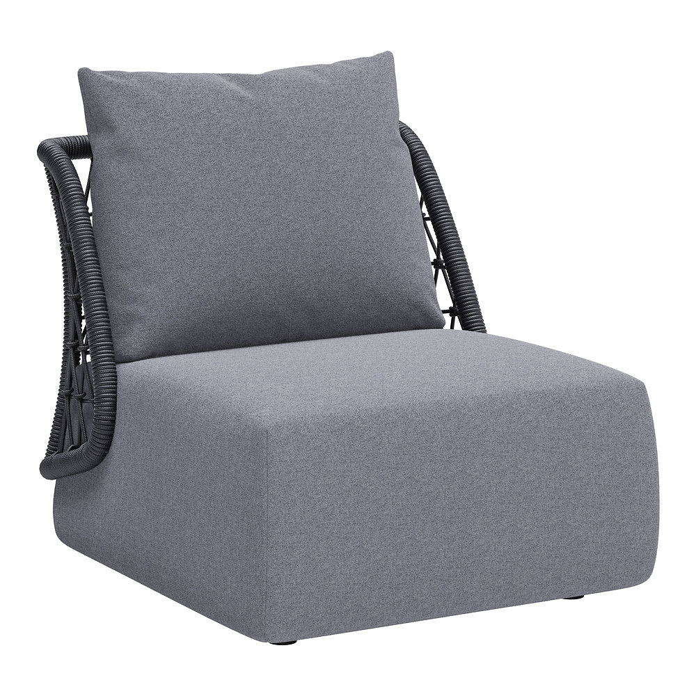 Sillón de Terraza para Áreas de Estar - ZUO MEKAN - Gris - Asiento y Respaldo Tapizados con Tela para Exterior - 704024 - Zuo - NOGAL BEAT - Sofá de Terraza