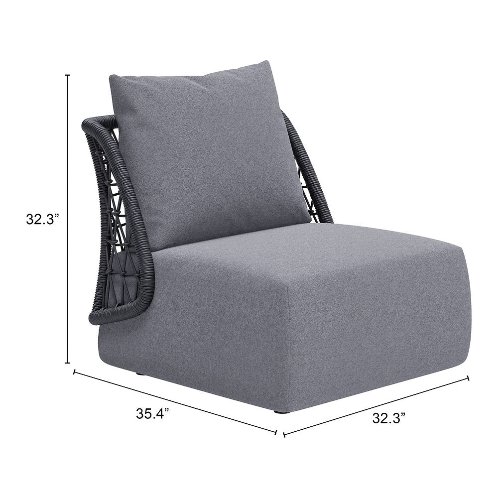 Sillón de Terraza para Áreas de Estar - ZUO MEKAN - Gris - Asiento y Respaldo Tapizados con Tela para Exterior - 704024 - Zuo - NOGAL BEAT - Sofá de Terraza